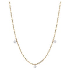 EMBLM Triple Floating Diamond Necklace – 14k Gold Ball Chain, White Diamonds