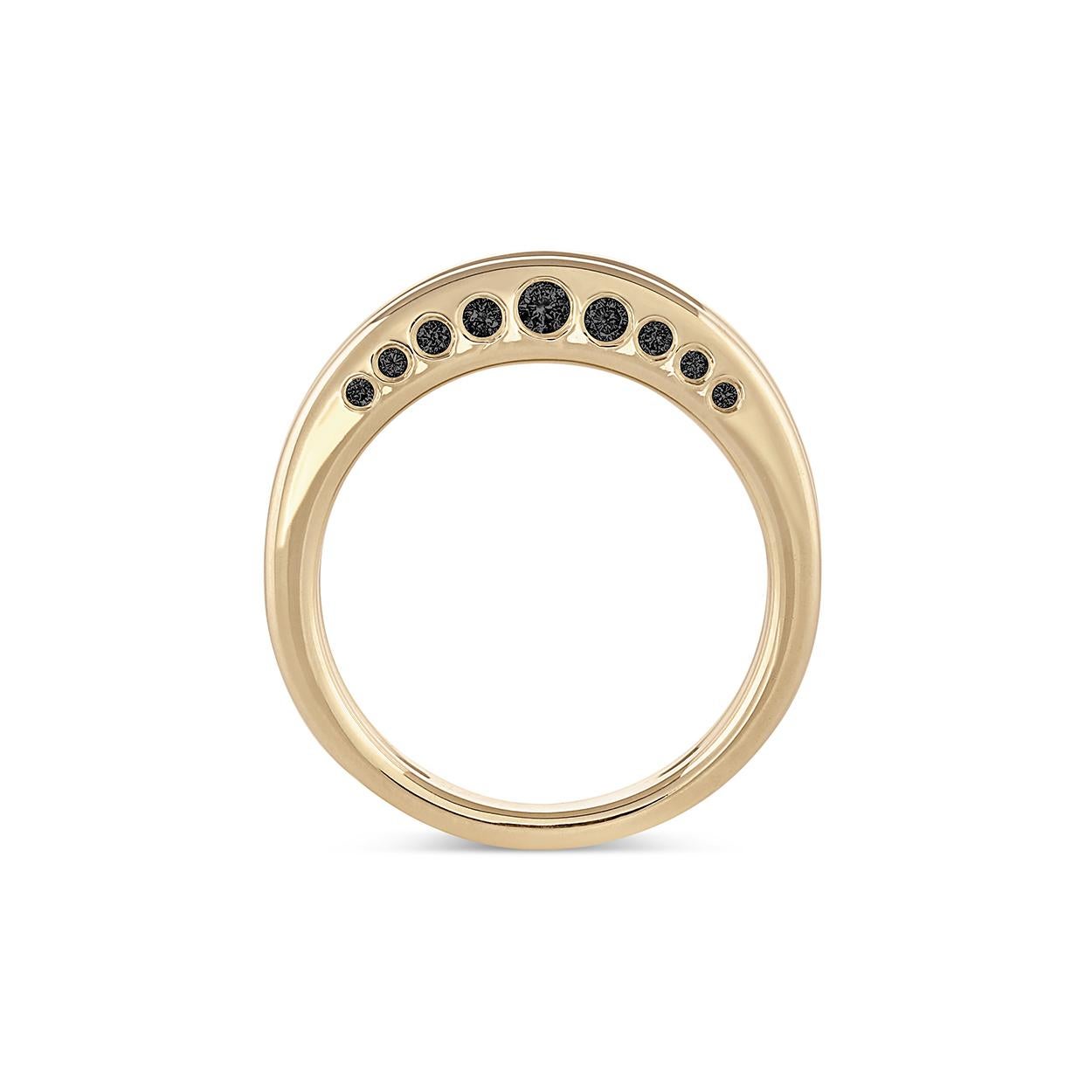 For Sale:  EMBLM Twin Crescent Ring – 14K Yellow Gold, Bezel Set Black Diamonds 2