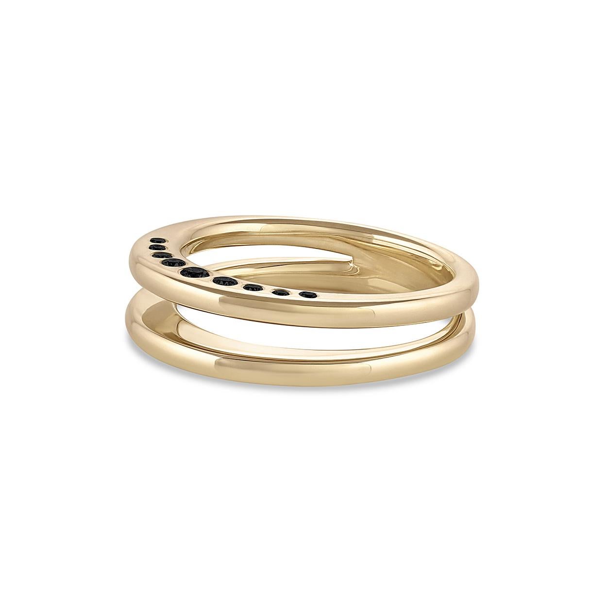 For Sale:  EMBLM Twin Crescent Ring – 14K Yellow Gold, Bezel Set Black Diamonds 4