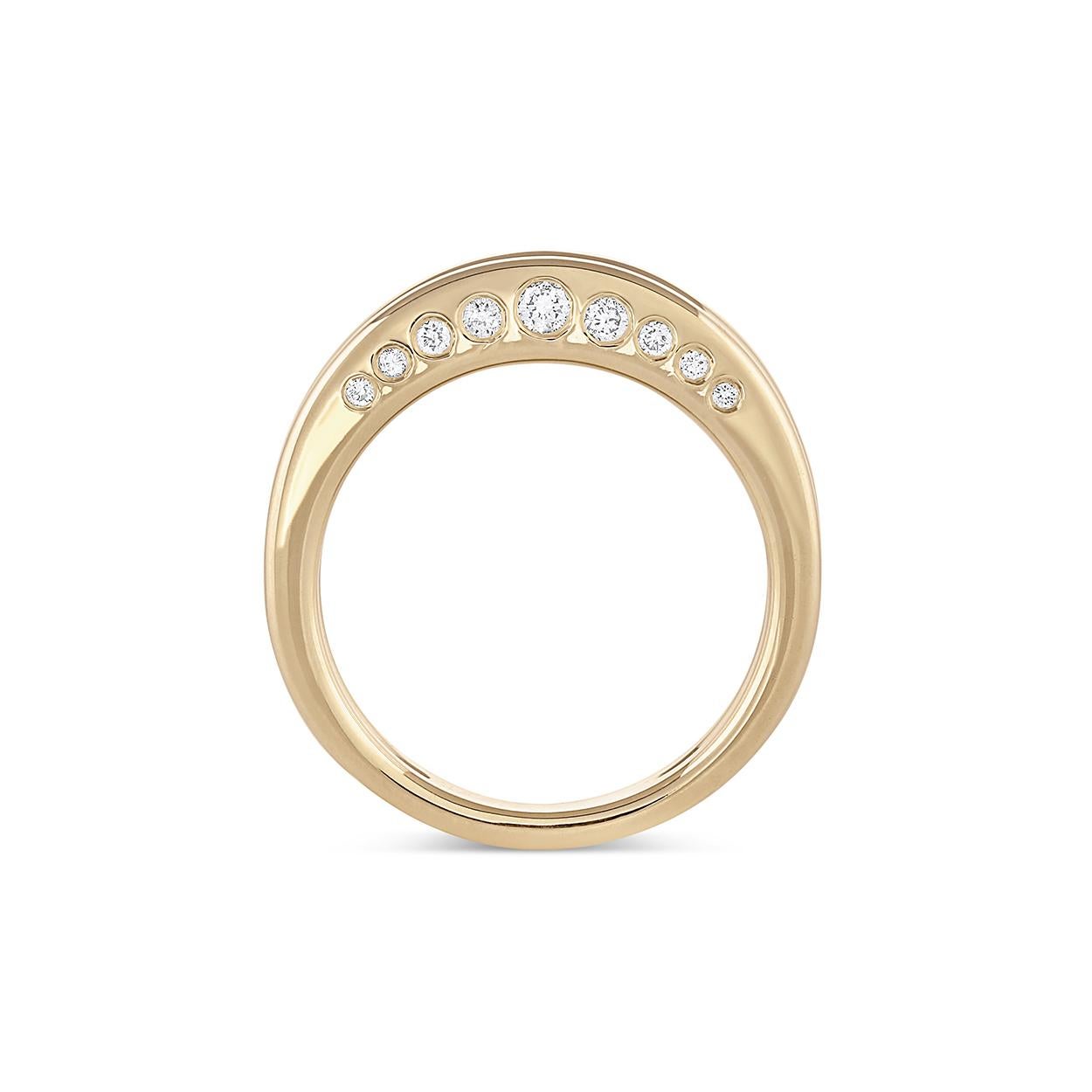 For Sale:  EMBLM Twin Crescent Ring – 14K Yellow Gold, Bezel Set White Diamonds 2
