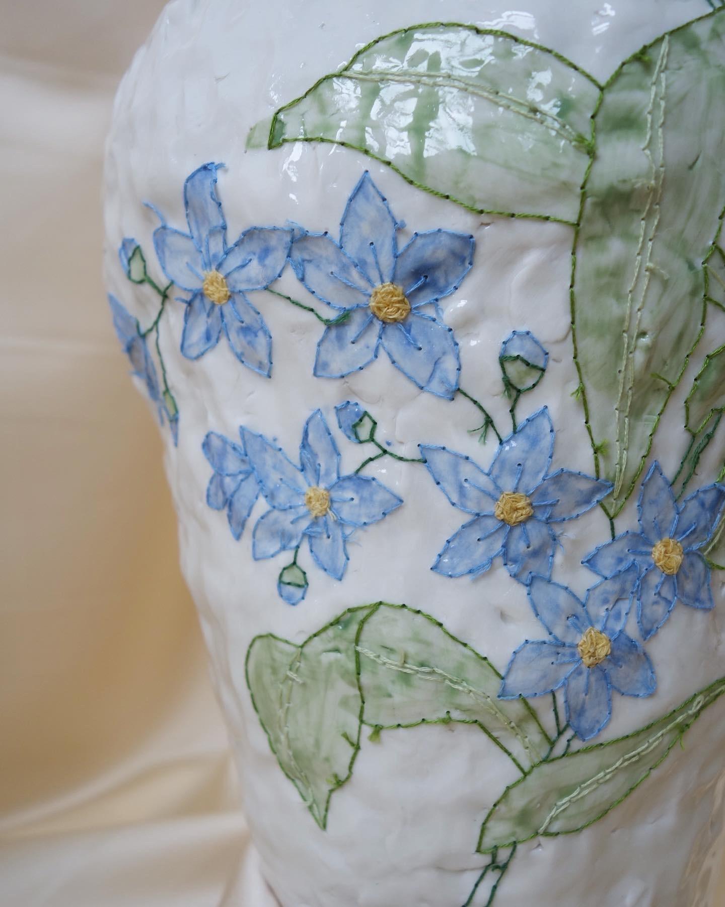 Post-Modern Emboridery Vase by Caroline Harrius For Sale