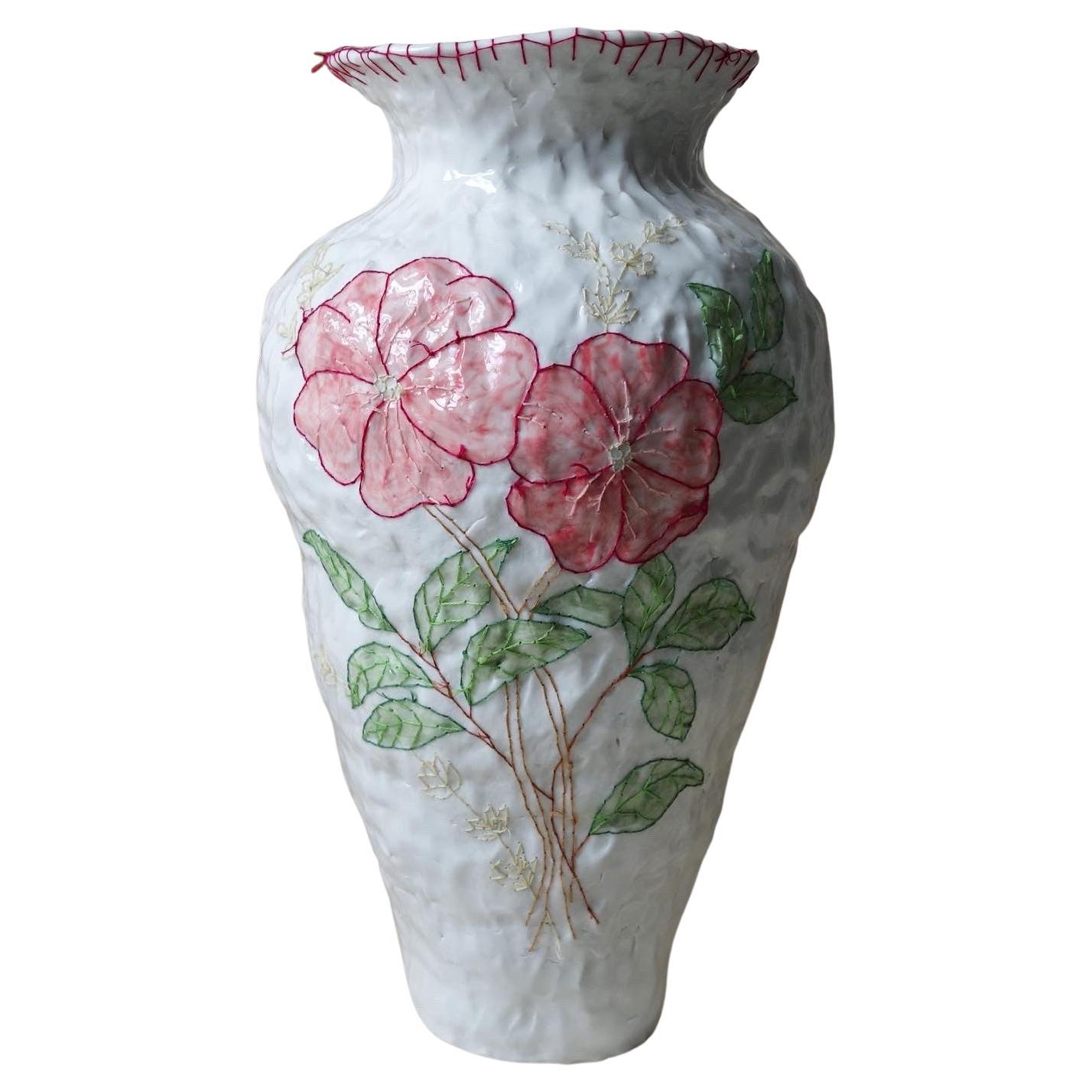 Emboridery Vase by Caroline Harrius For Sale