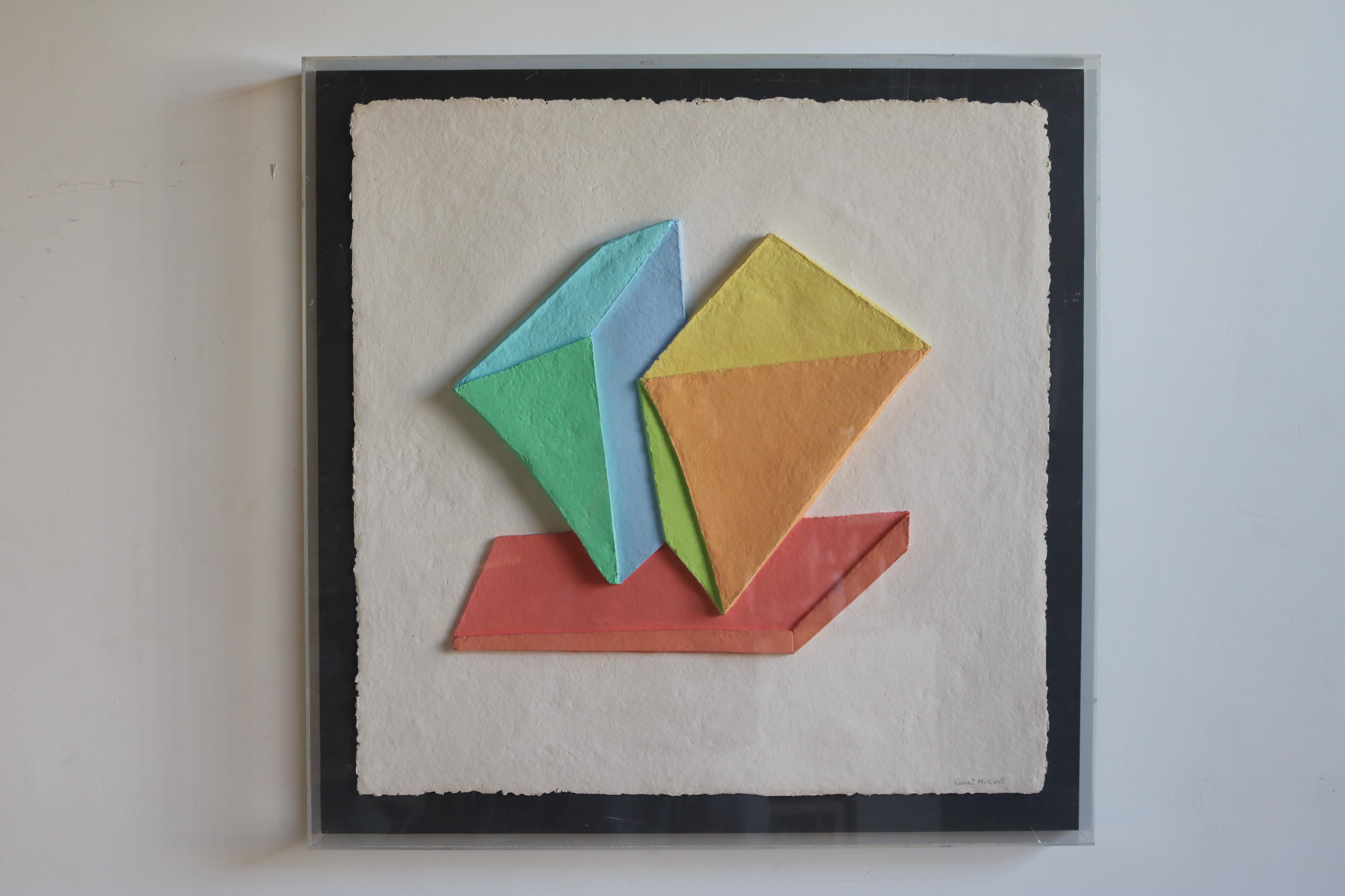 American Emboss Geometric 3D Collage Painting by Ricki McNeill