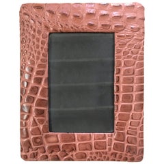 Embossed Alligator or Crocodile Leather Photo or Picture Frame, Pair Available