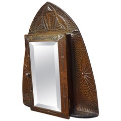 Embossed and Stunning Arts & Crafts Wall Key Cabinet with Beveled Mirror