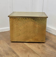 Embossed Art Deco Brass Fireside Log or Coal Box   This is a lovely chest