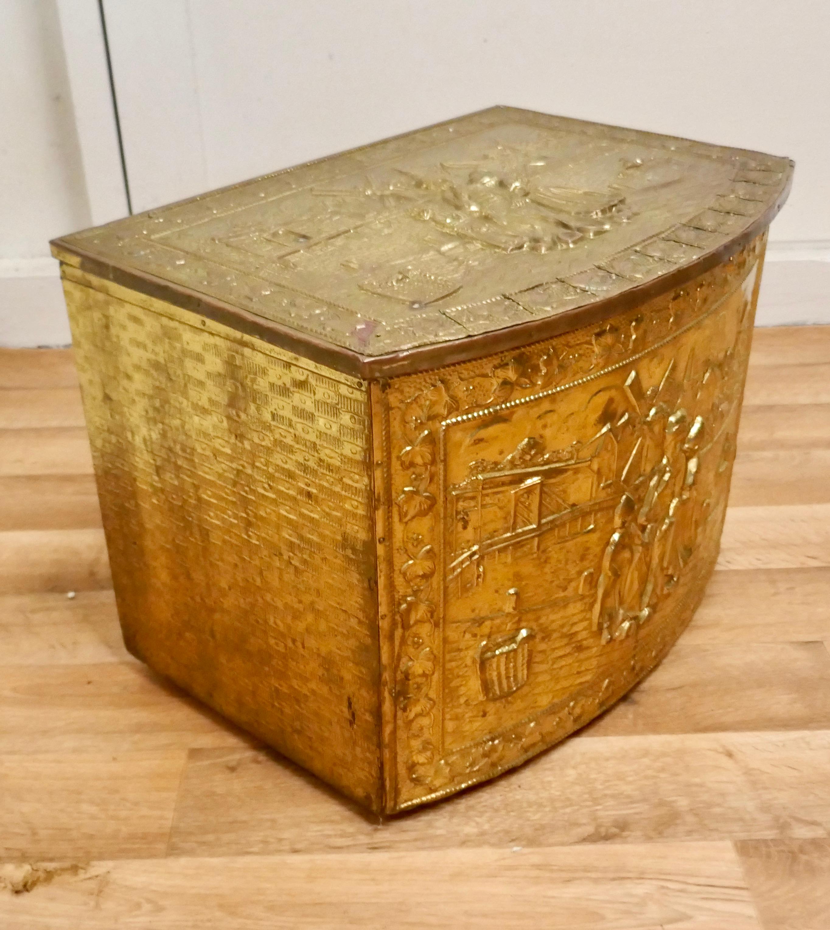 vintage brass coal box