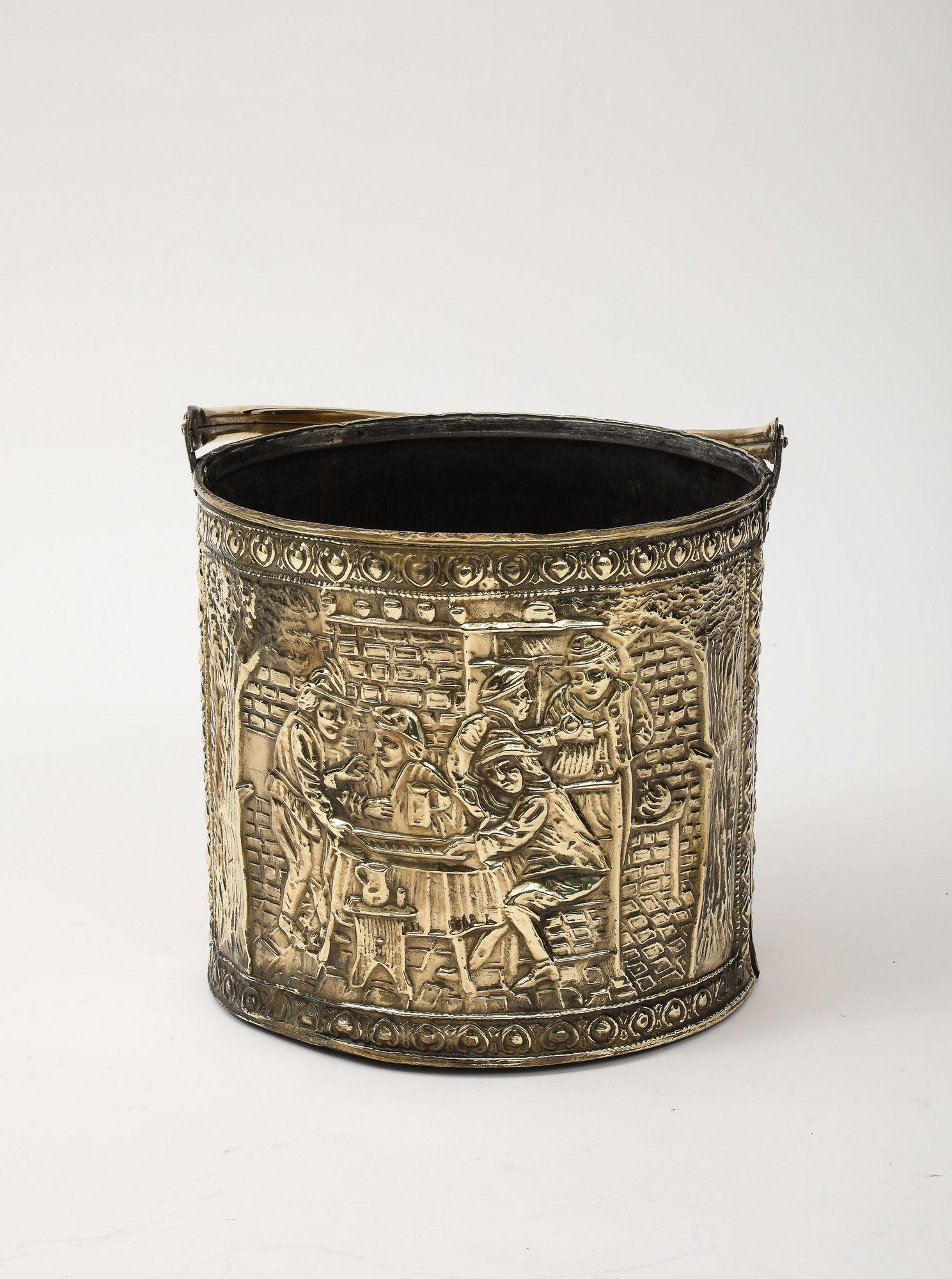 Embossed Brass Bucket For Sale 5