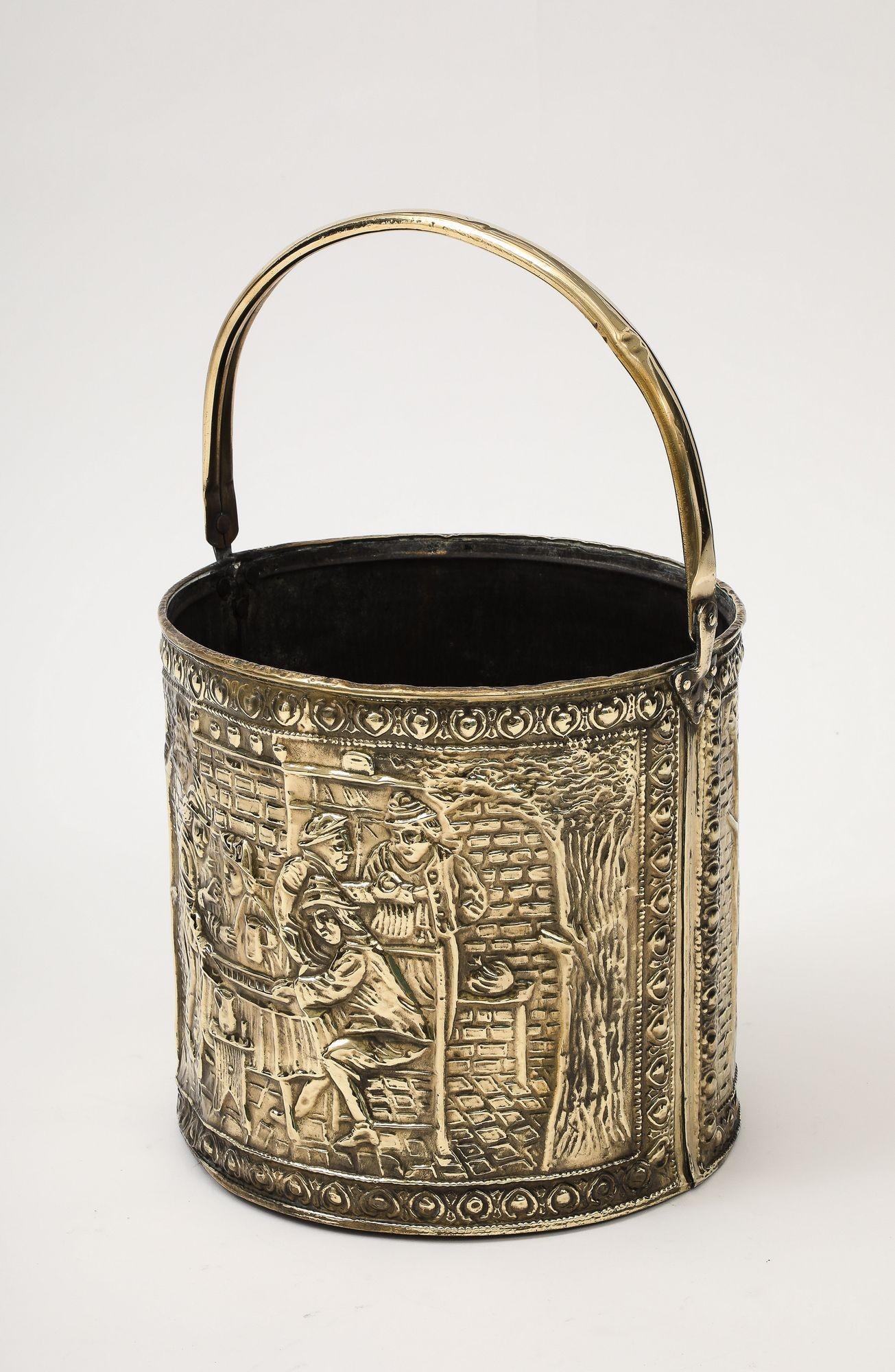 Embossed Brass Bucket For Sale 3