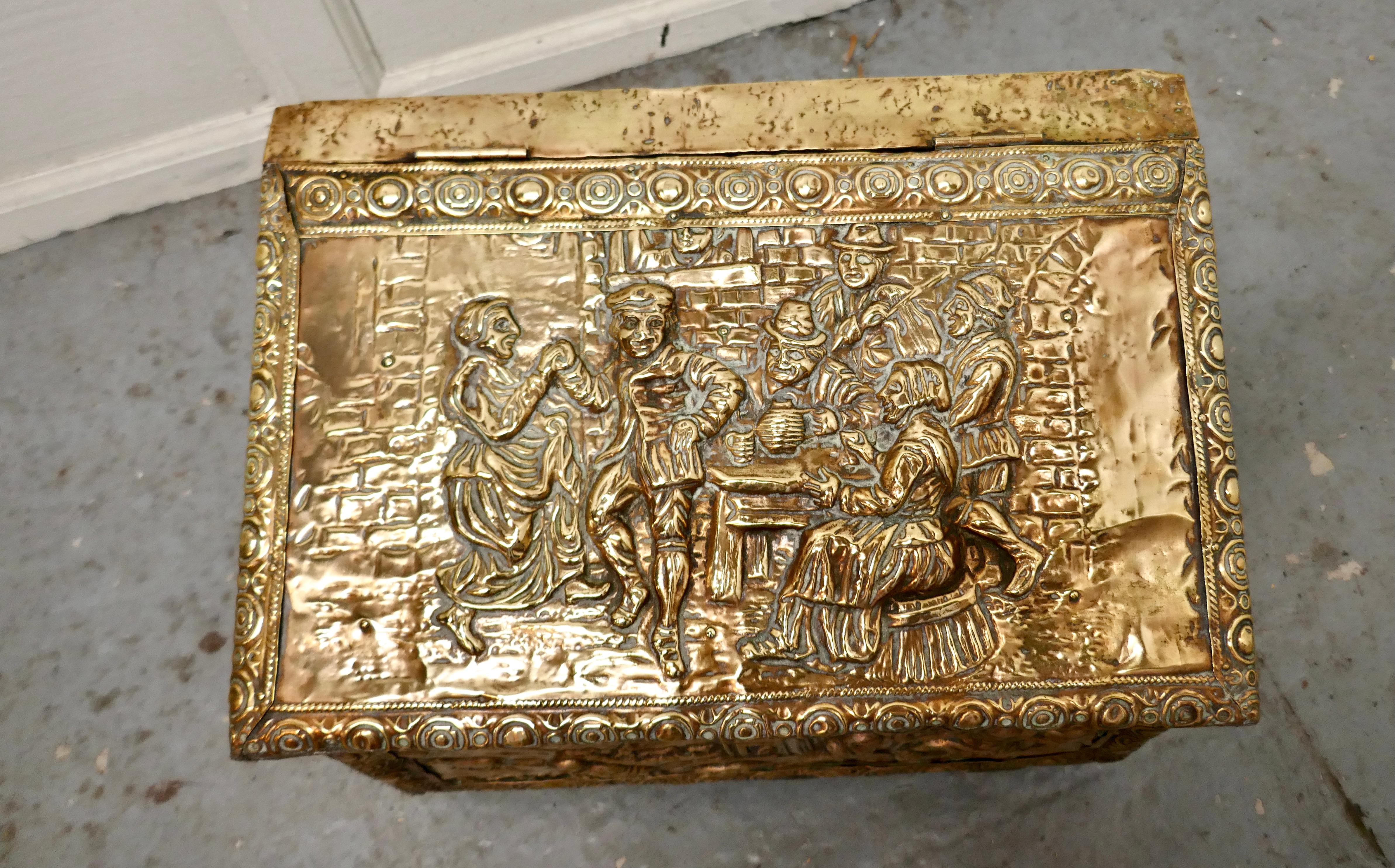 antique brass coal box