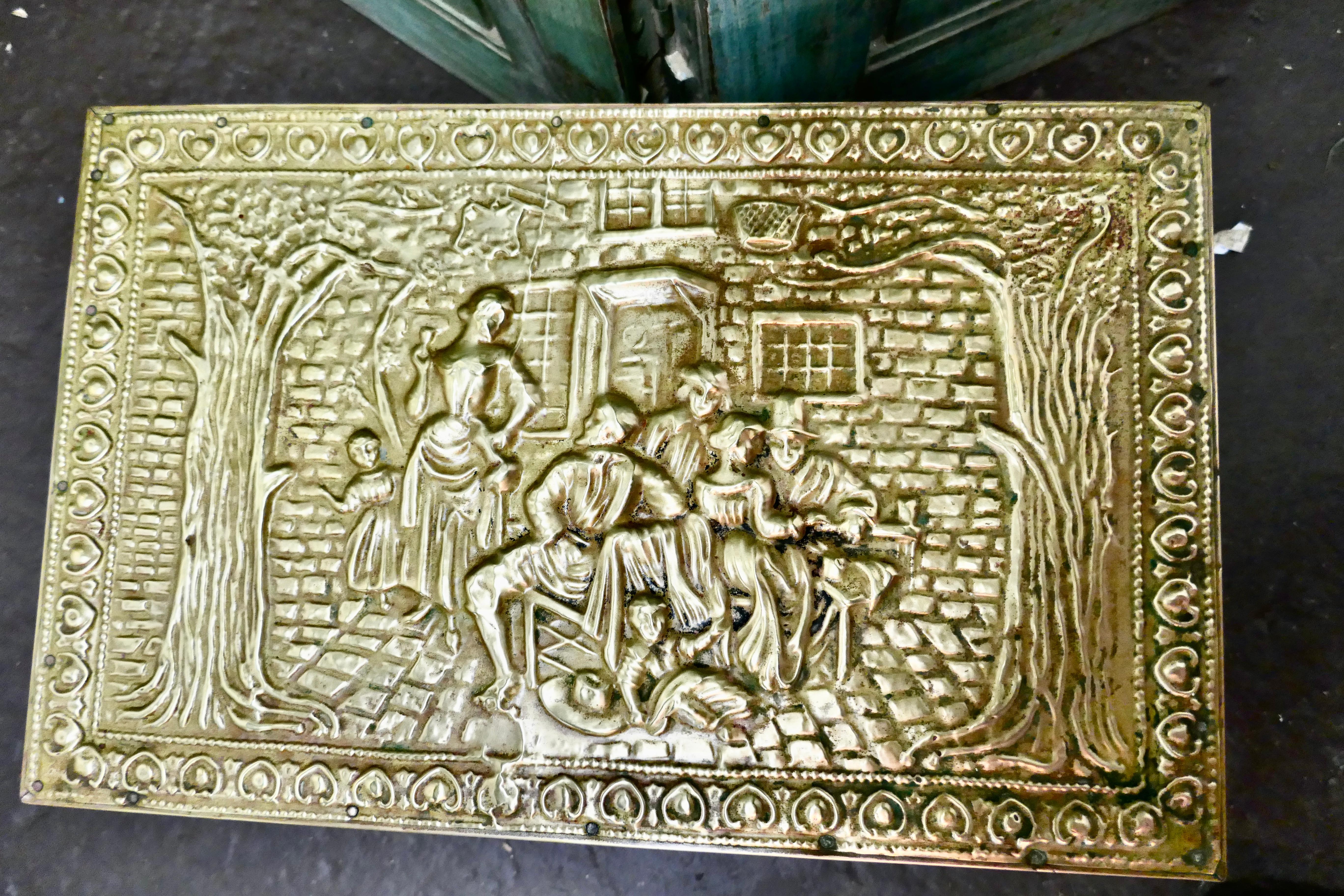 antique brass coal box