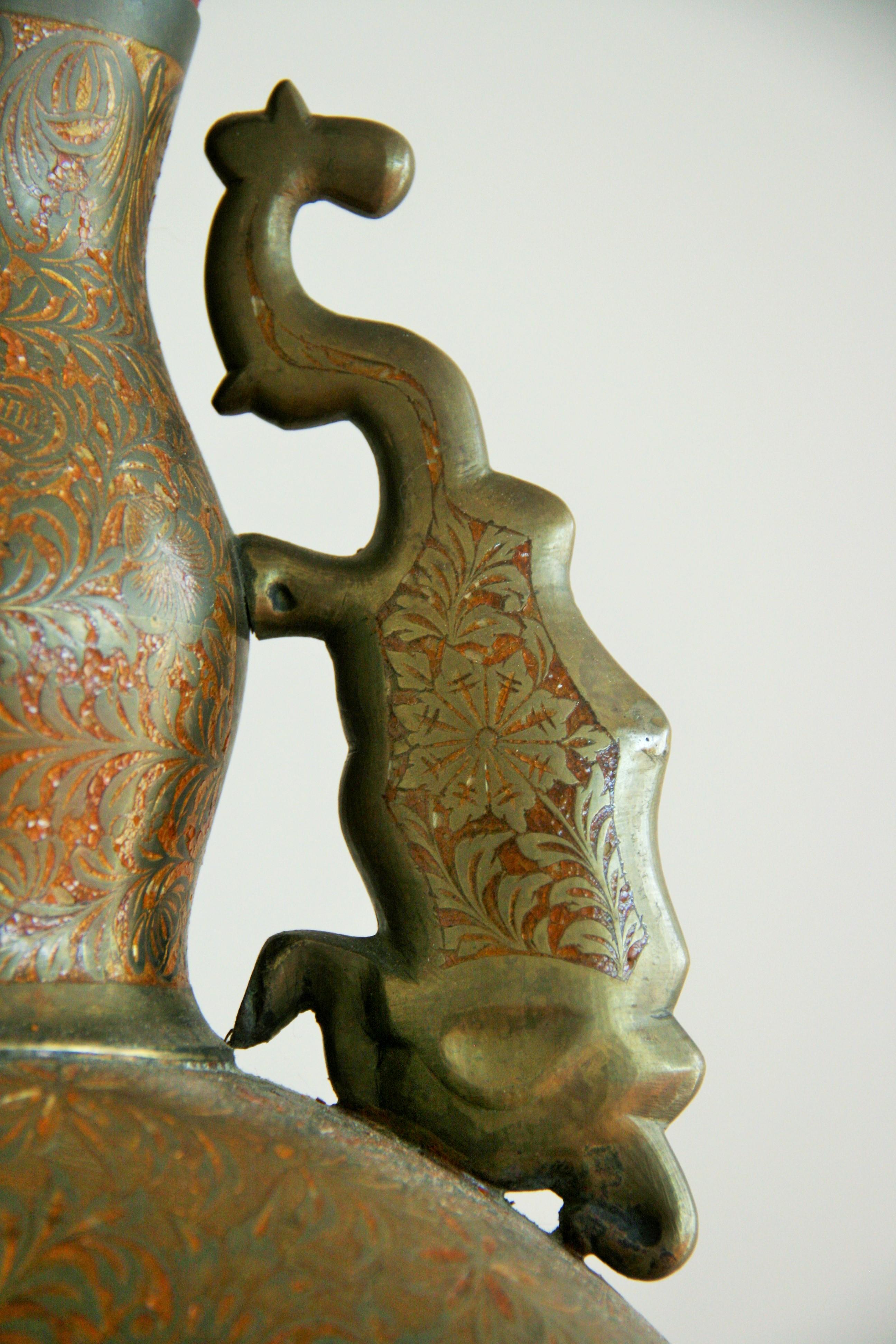 Japanese Embossed  Urn with Elephant Handles In Good Condition For Sale In Douglas Manor, NY