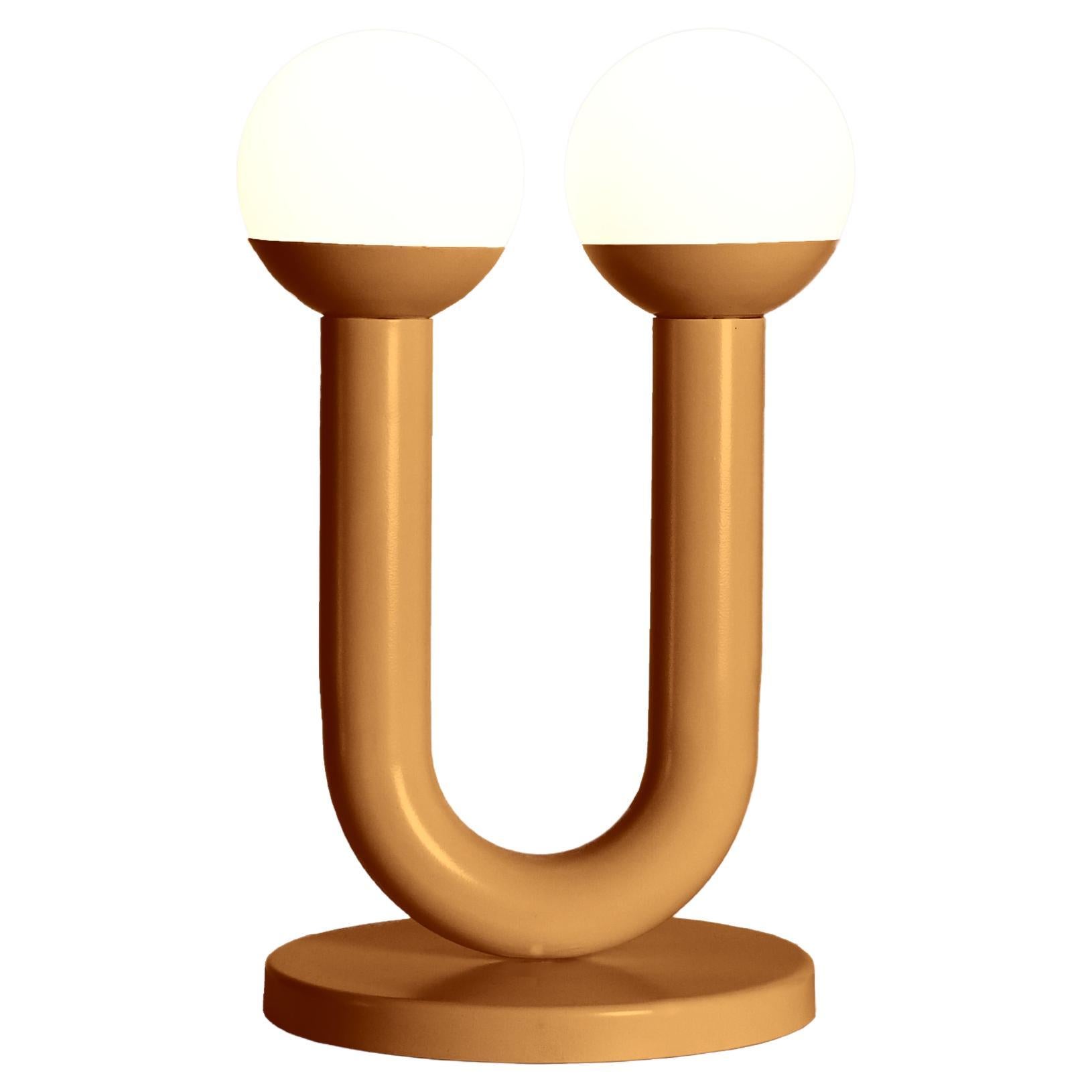 Lampe de table sculpturale Umu Brown gaufrée par Drusch Design