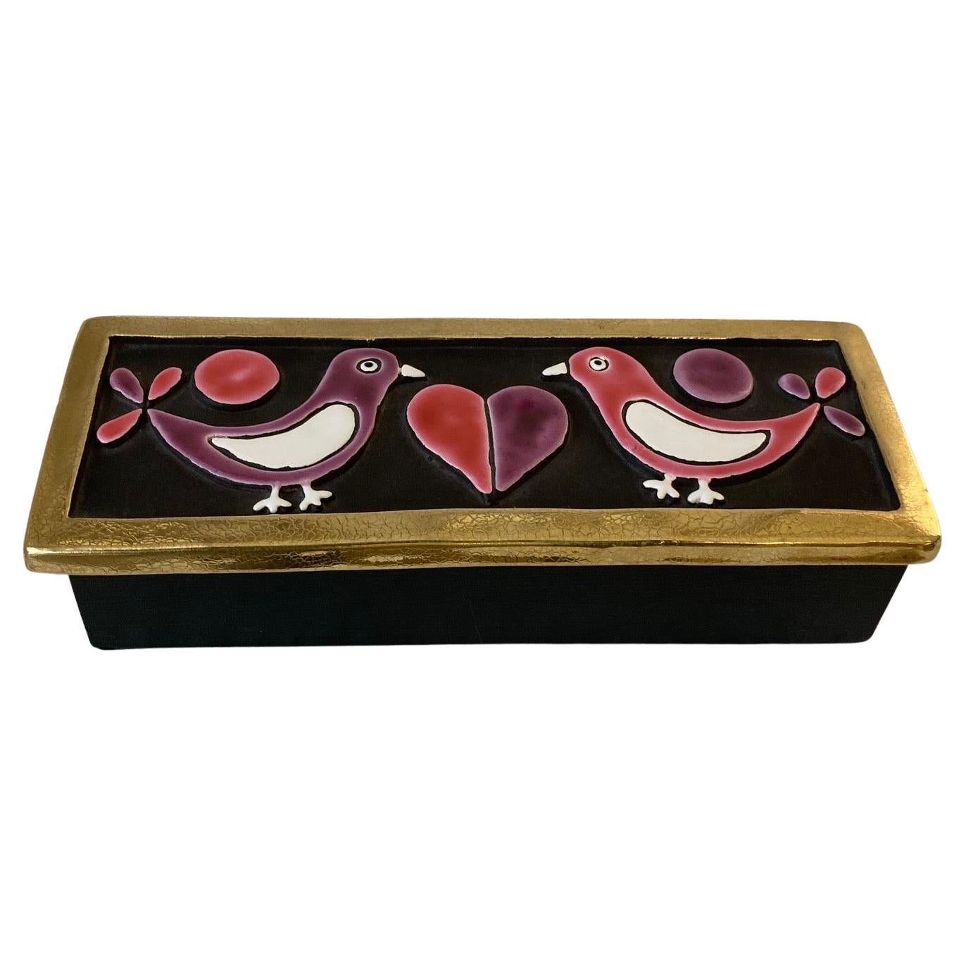 Boîte en céramique gaufrée, modèle " Colombes " par Mithé Espelt 60's