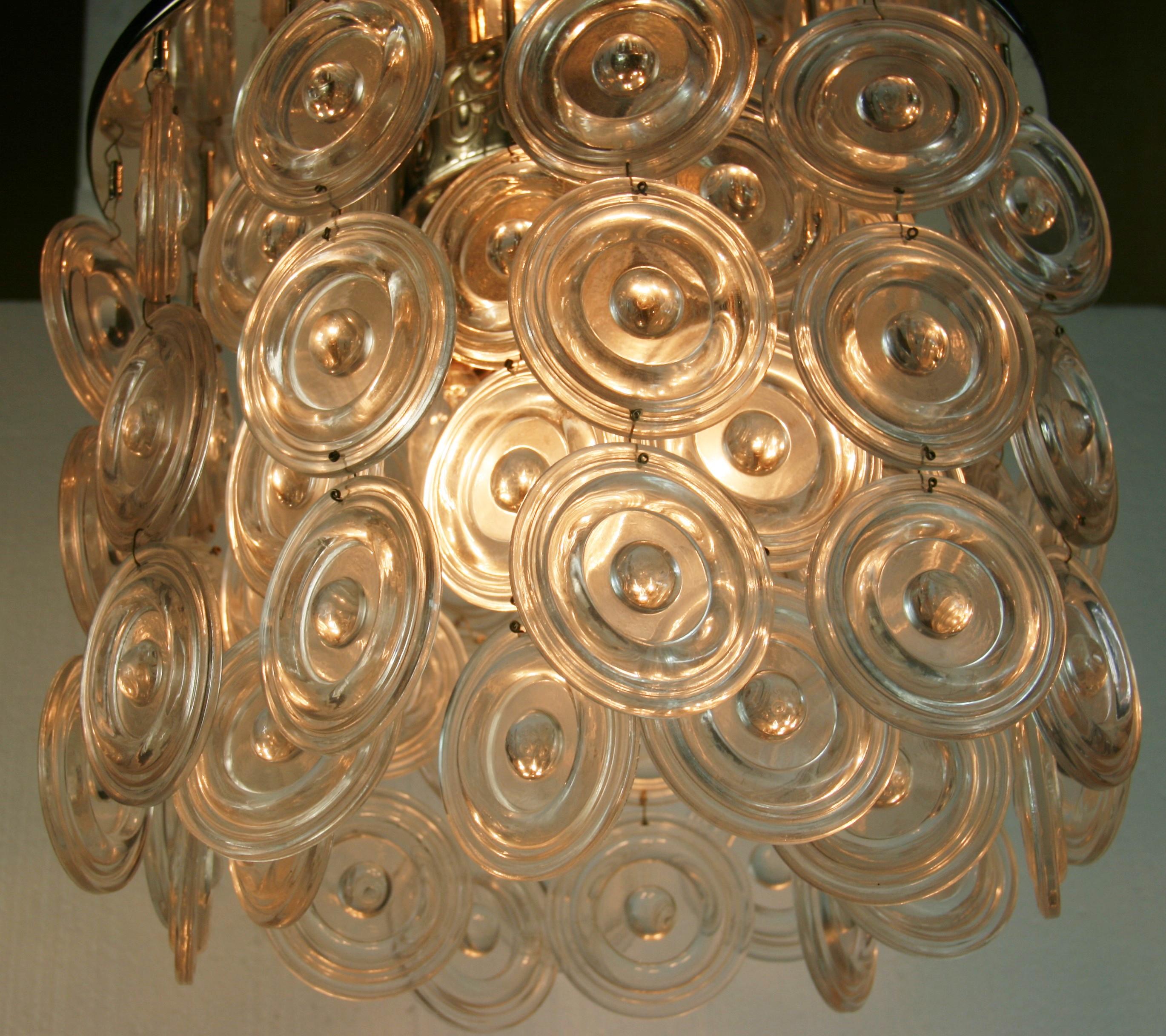 Oversized Embossed Clear Disc Murano Flush Mount For Sale 1