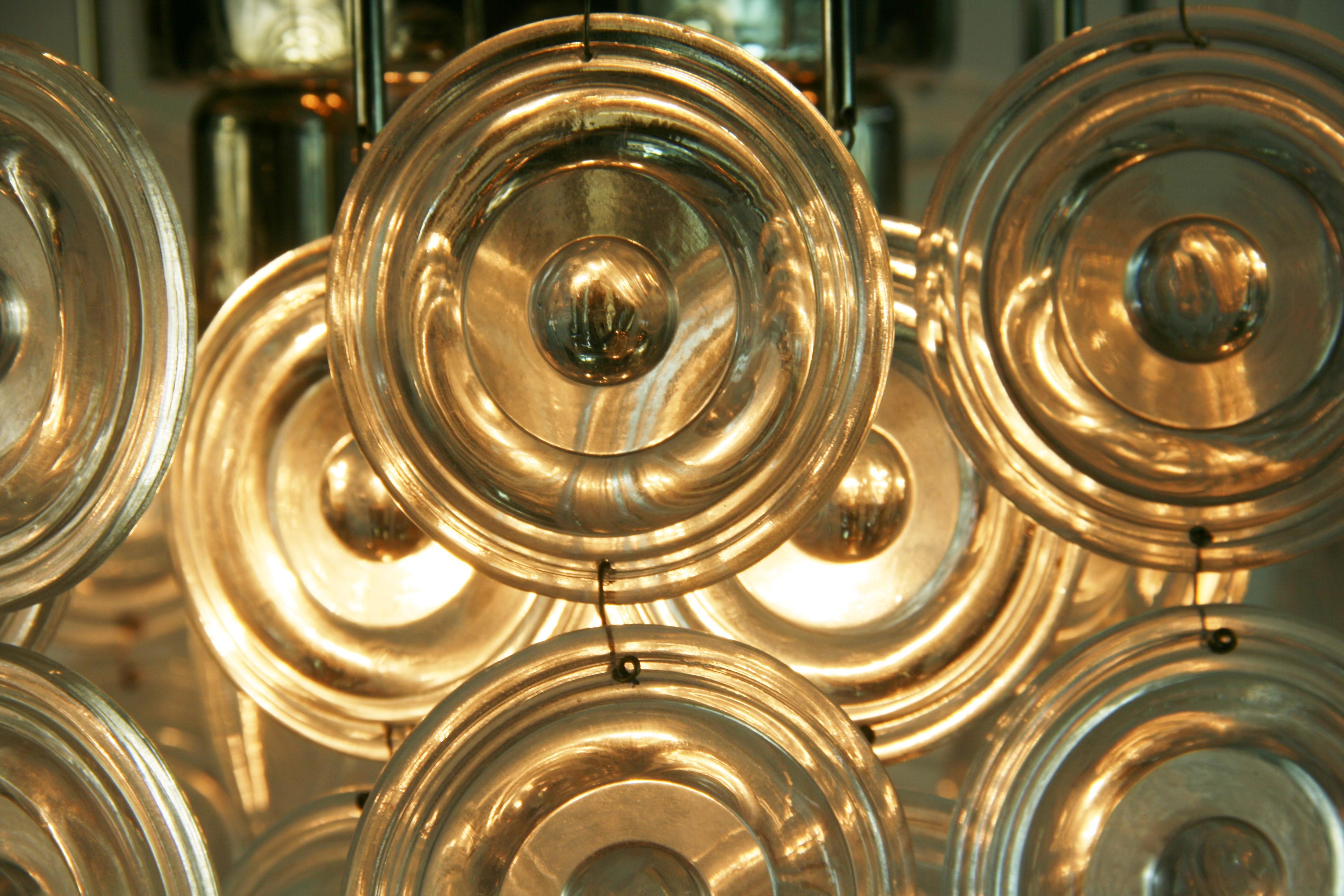 Oversized Embossed Clear Disc Murano Flush Mount For Sale 3
