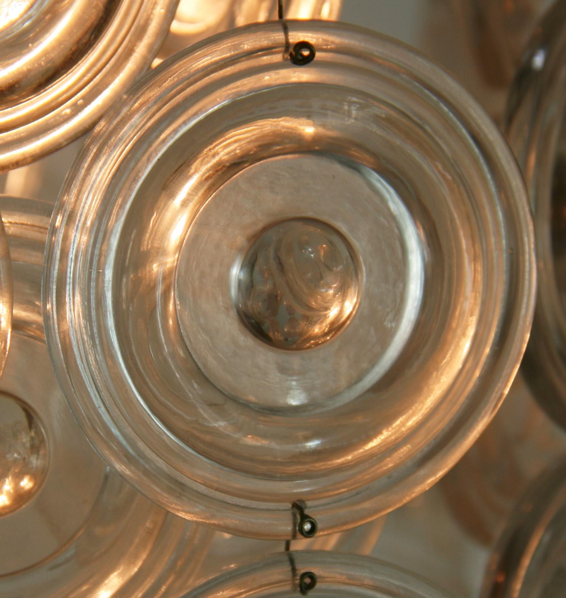 Oversized Embossed Clear Disc Murano Flush Mount For Sale 4