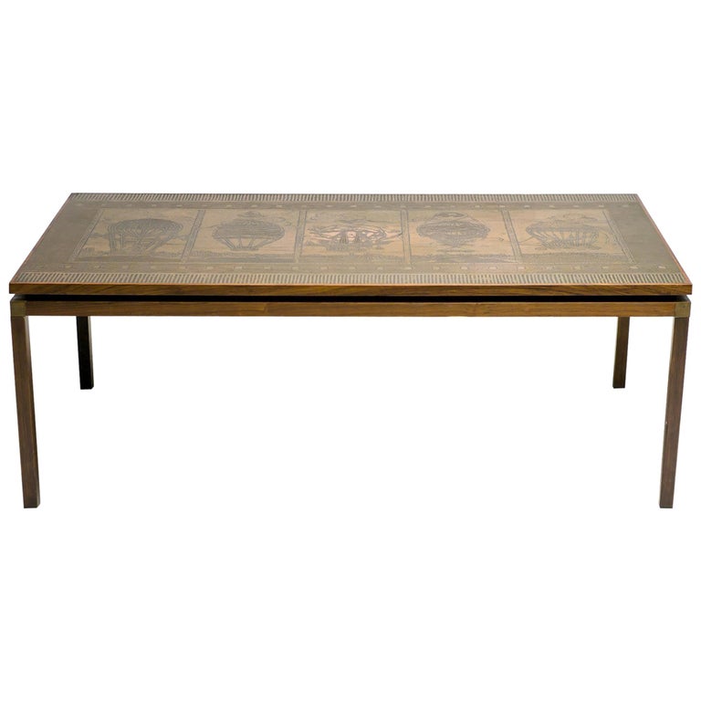 Embossed Copper Coffee Table For Sale at 1stdibs