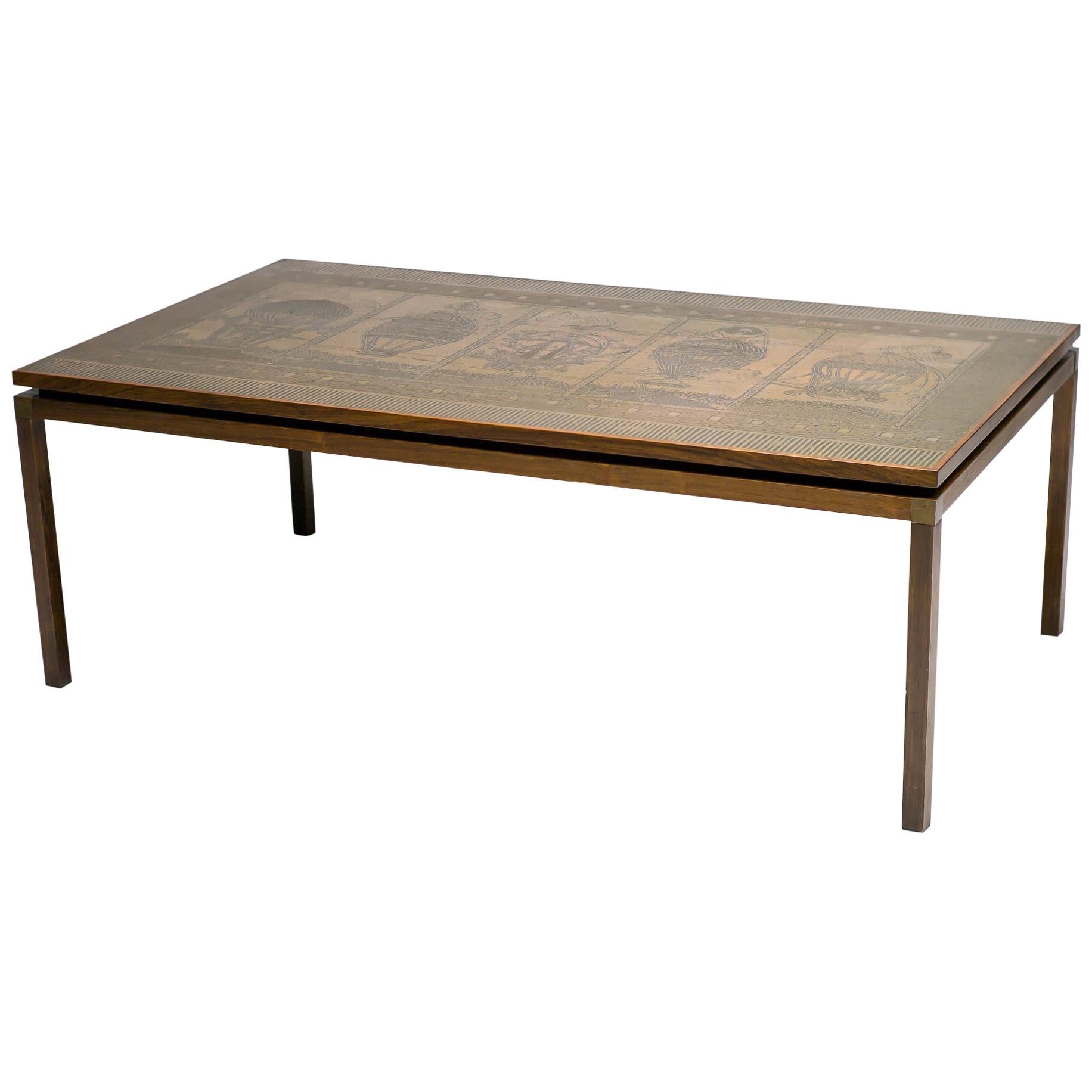Embossed Copper Coffee Table For Sale at 1stdibs