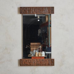 Embossed Copper Frame Wall Mirror by Santambrogio & De Berti, Italy 1960s