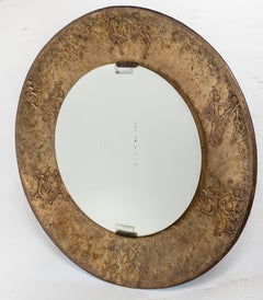 Embossed Copper Mirror by Angelo Bragalini