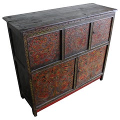 Antique Embossed Flying Dragons Tibetan Cabinet