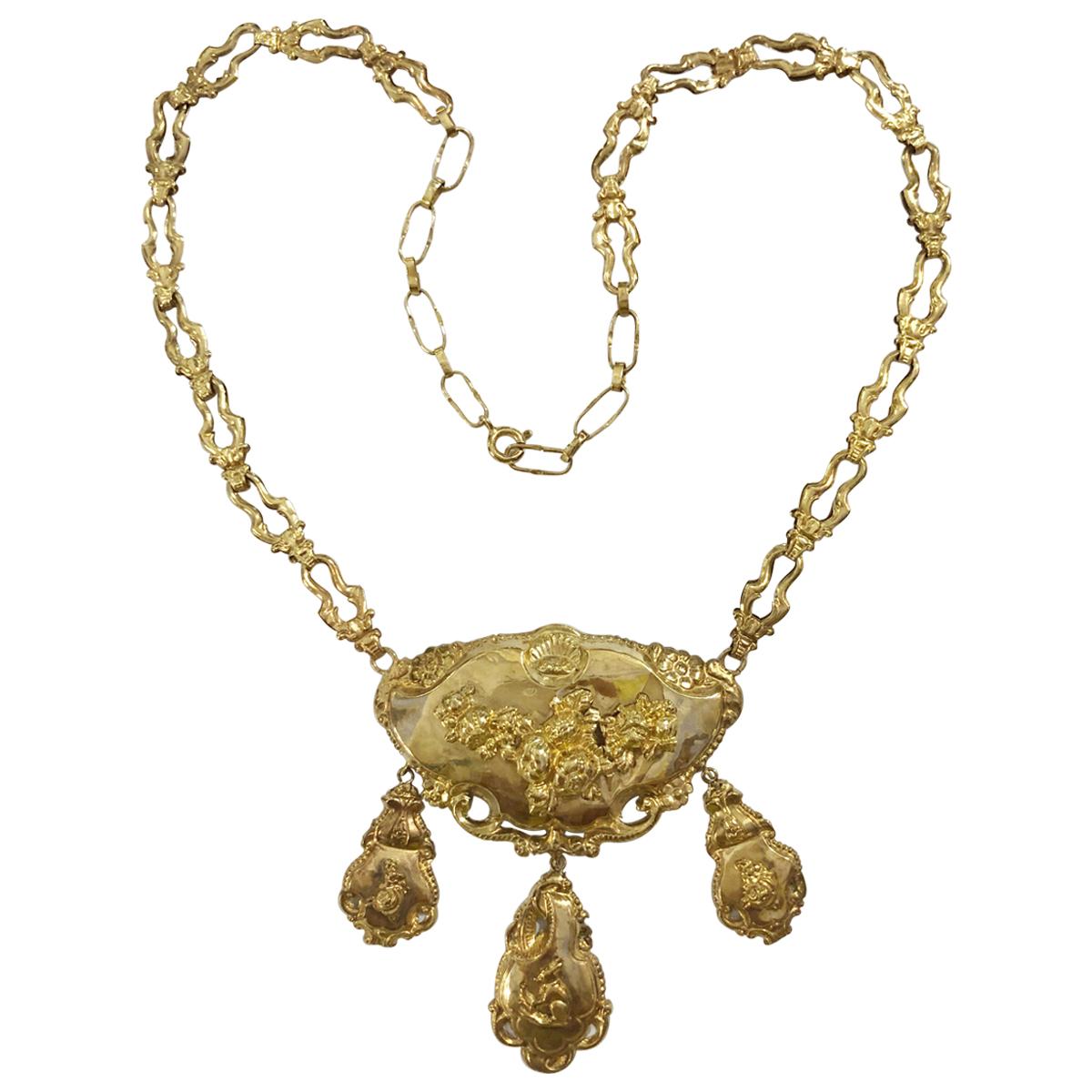 Embossed Gold Necklace