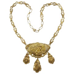 Antique Embossed Gold Necklace