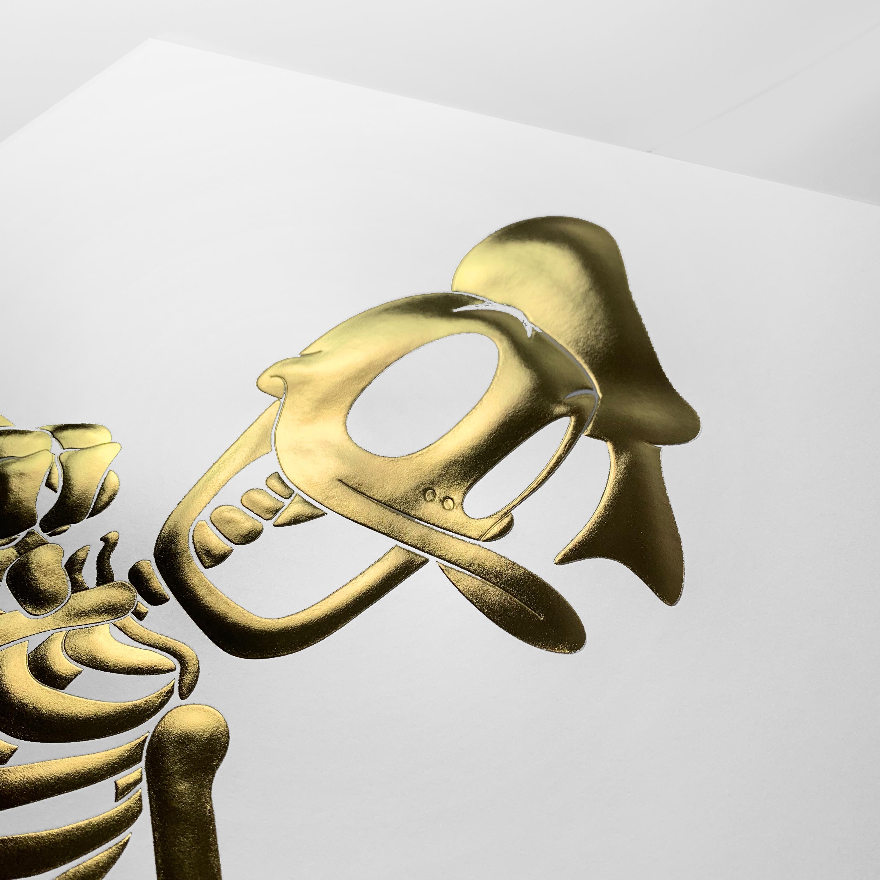 XXIe siècle et contemporain Impression de canard gaufré doré en édition limitée par Alessandro Paglia - Encadré en vente