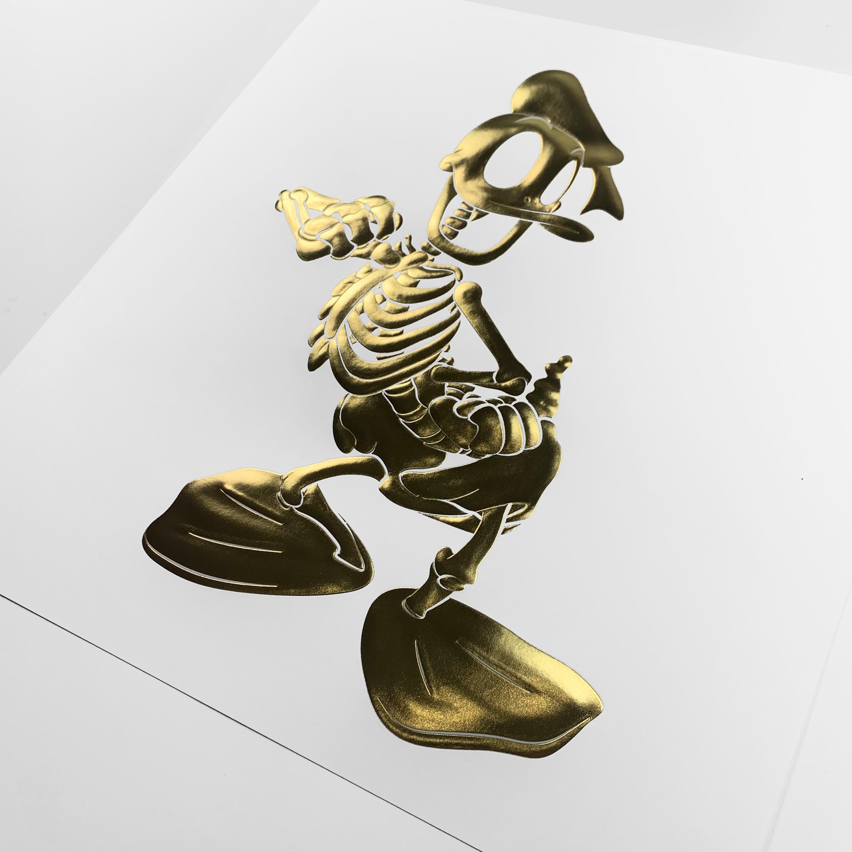 Verre Impression de canard gaufré doré en édition limitée par Alessandro Paglia - Encadré en vente