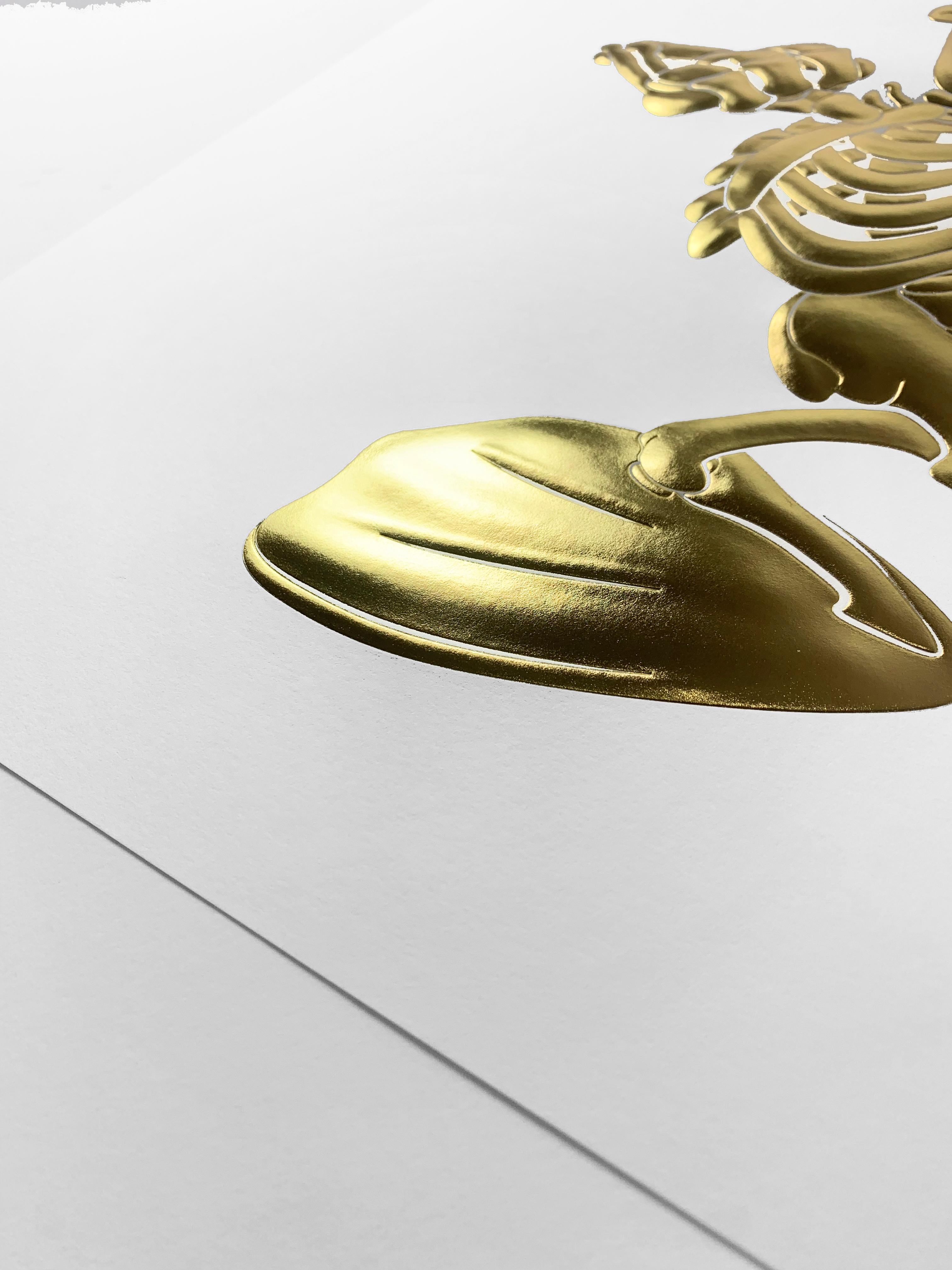 Impression de canard gaufré doré en édition limitée par Alessandro Paglia - Encadré en vente 1