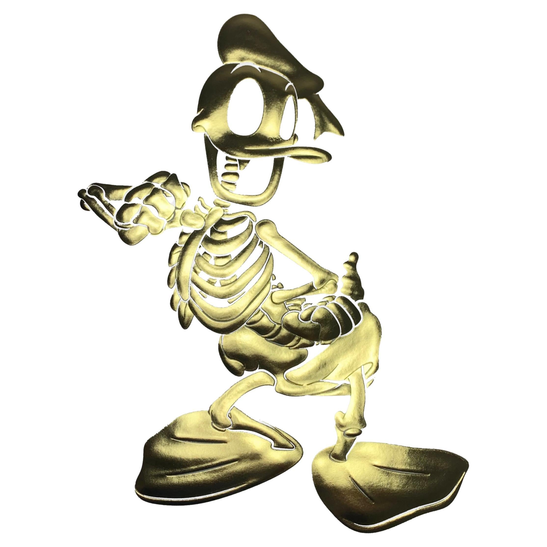 Impression de canard gaufré doré en édition limitée par Alessandro Paglia - Encadré en vente