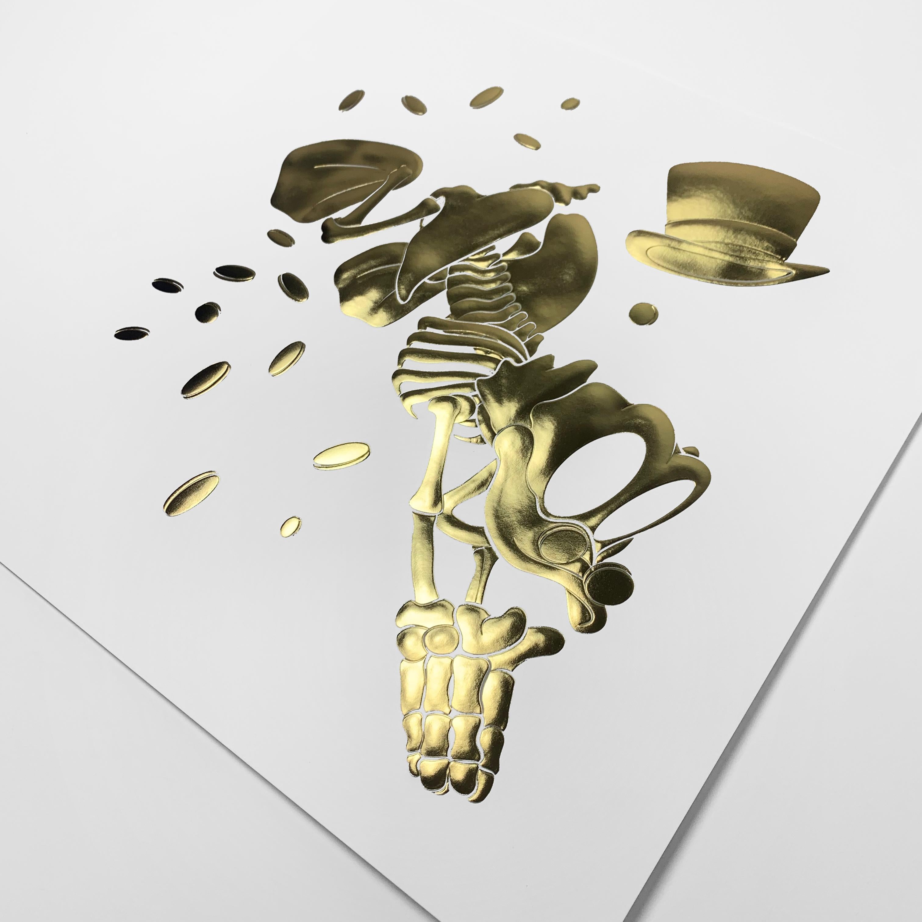 Embossed Golden Limited Edition Scrooge Print by Alessandro Paglia — Framed In Excellent Condition For Sale In Dronten, NL