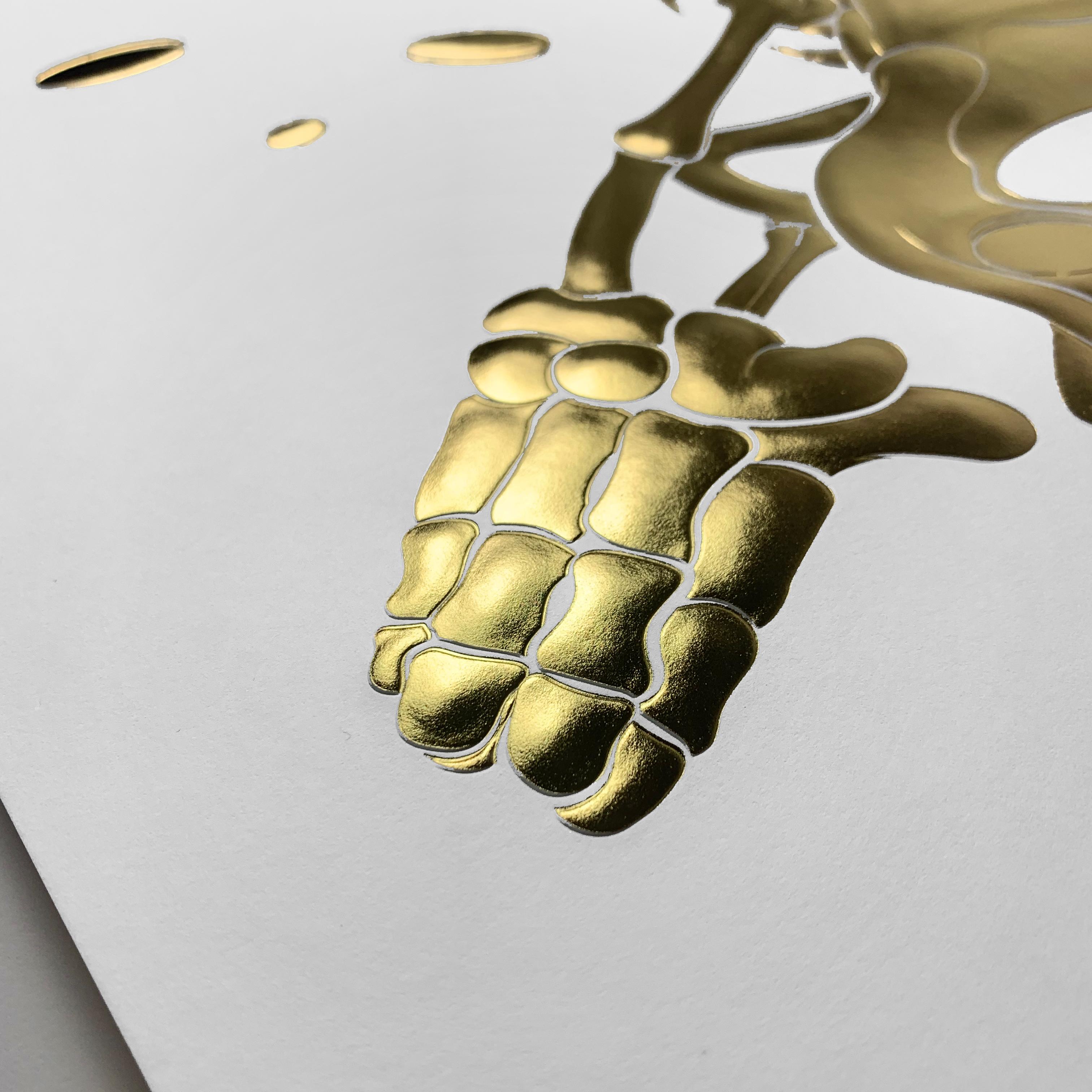 Contemporary Embossed Golden Limited Edition Scrooge Print by Alessandro Paglia — Framed For Sale