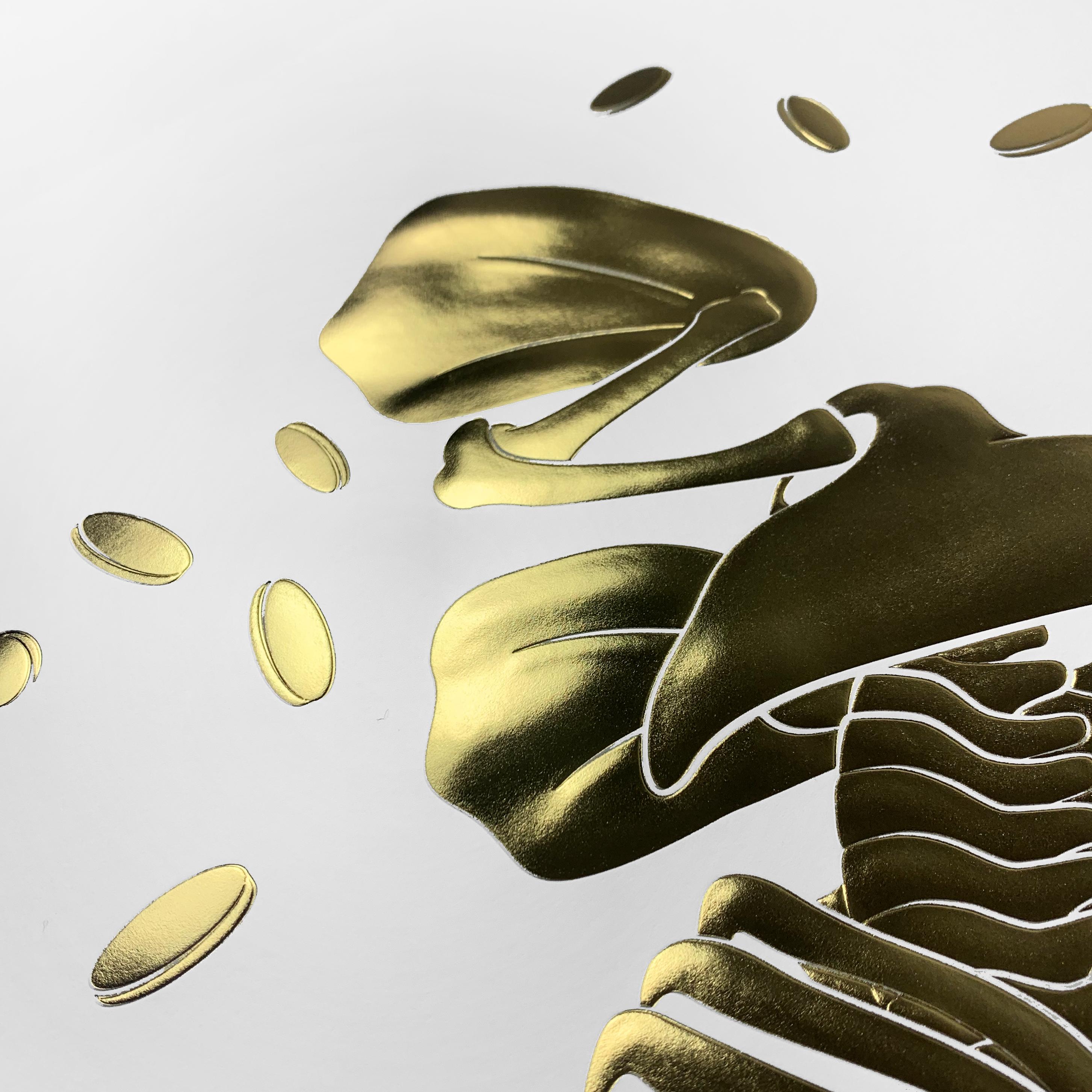 Glass Embossed Golden Limited Edition Scrooge Print by Alessandro Paglia — Framed For Sale