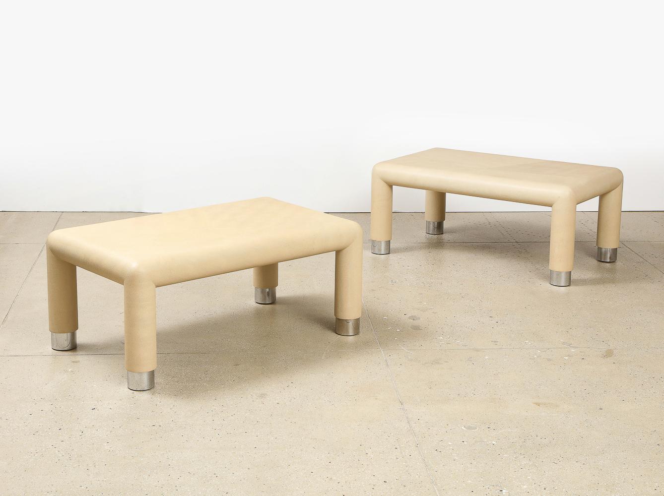 American Embossed Leather Cocktail Tables by Karl Springer For Sale