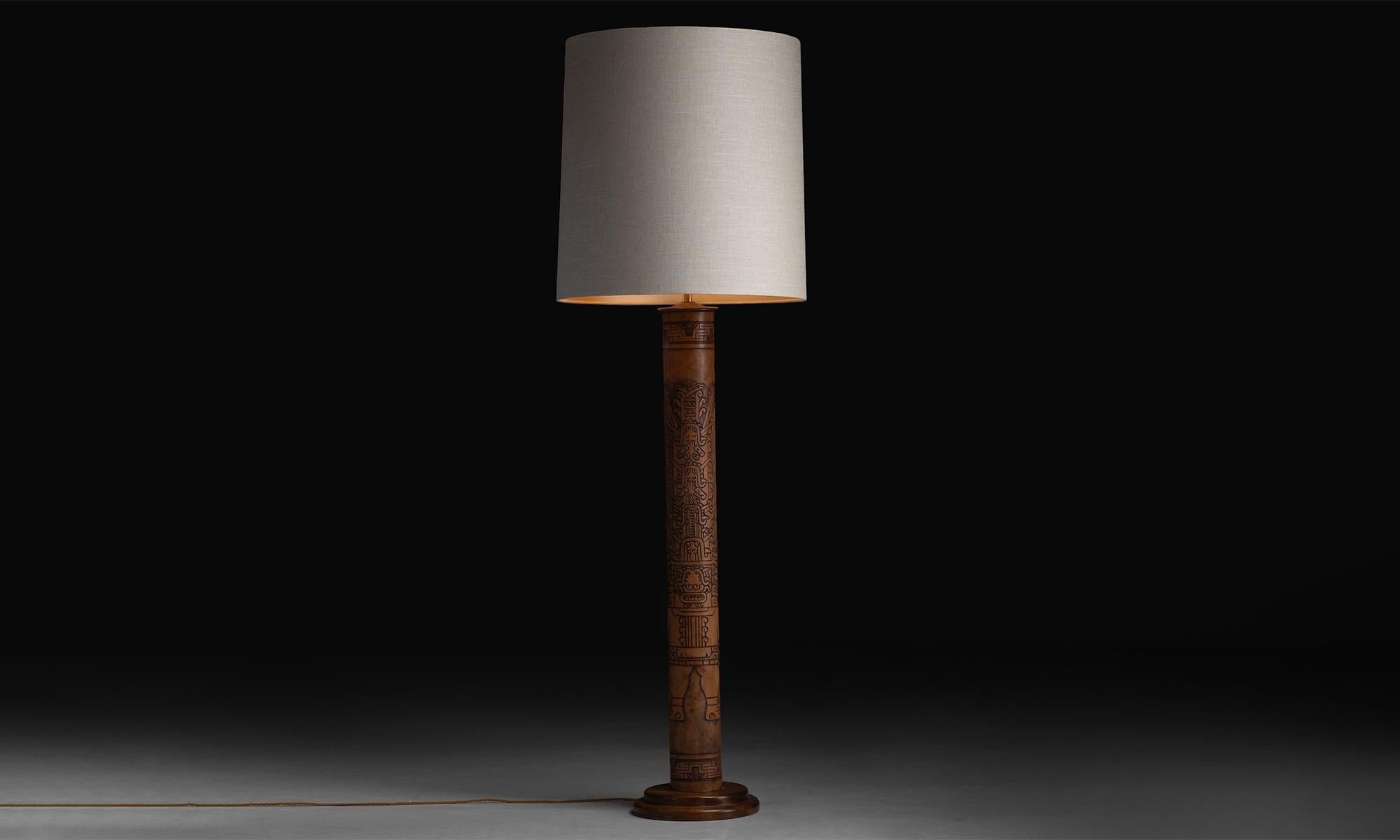 Embossed leather floor lamp

Belgium circa 1960

22”diameter x 65.5”h.