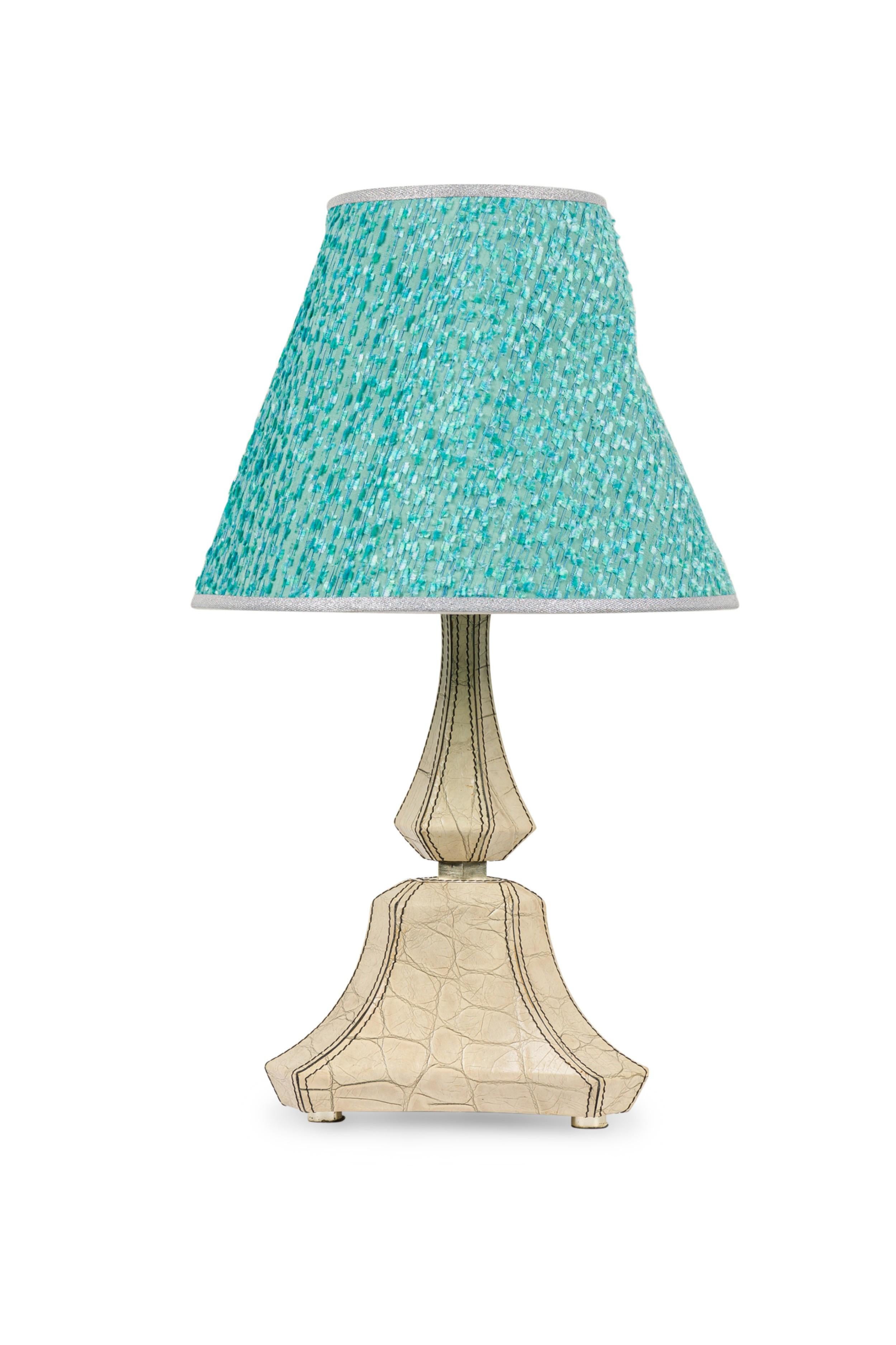 Modern Embossed Leather Lamp For Sale