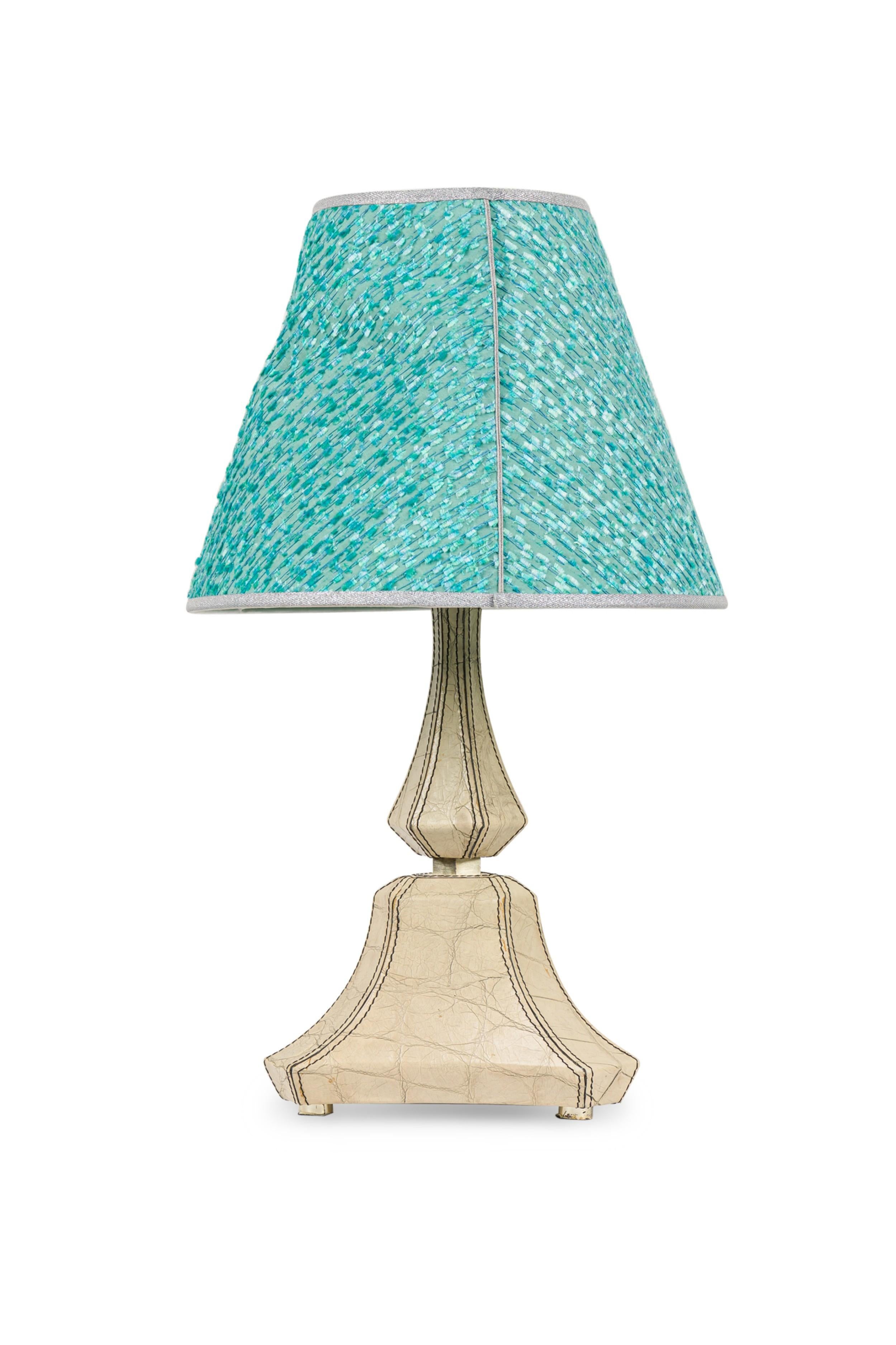 Embossed Leather Lamp In Good Condition For Sale In Queens, NY