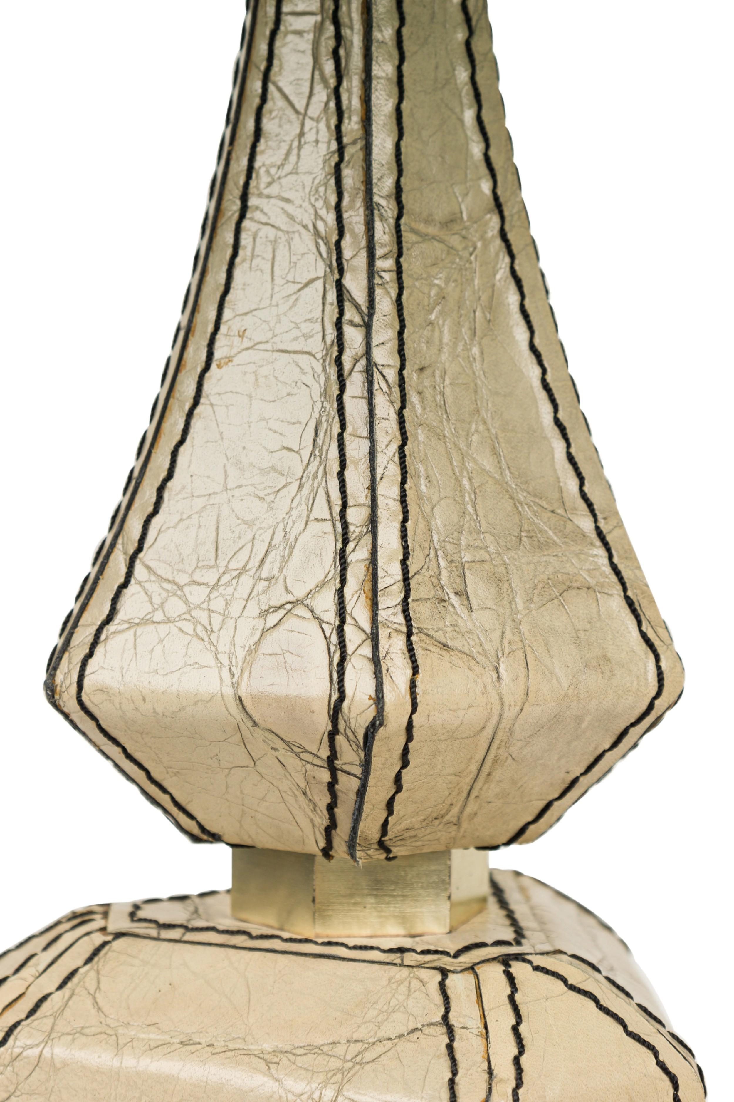 Embossed Leather Lamp For Sale 1