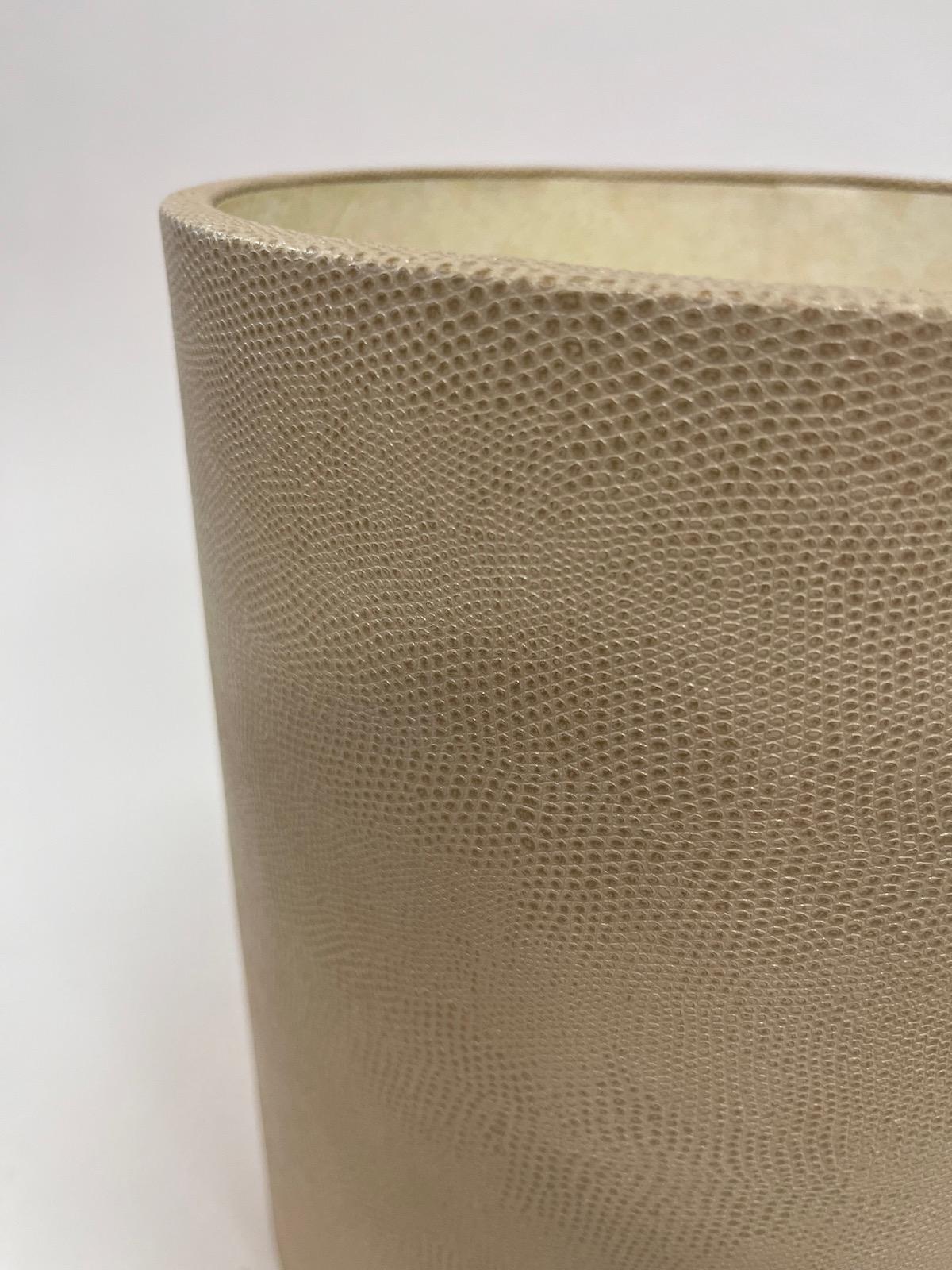 Embossed Leather Lizard Skin Wastebasket For Sale 2
