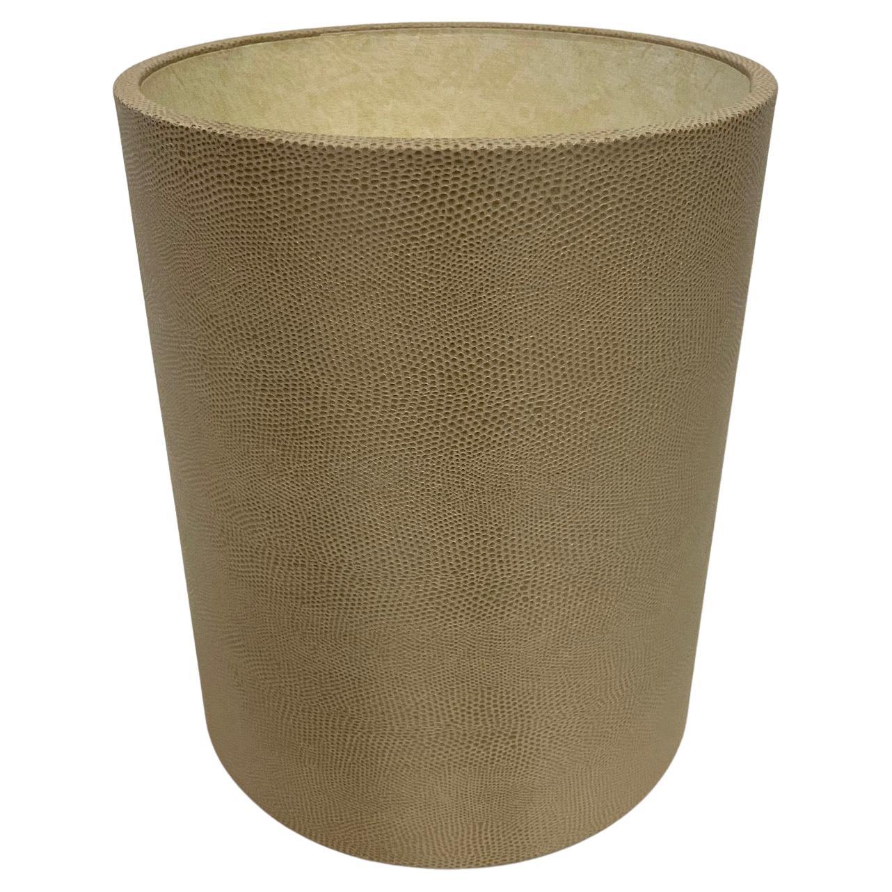Embossed Leather Lizard Skin Wastebasket For Sale