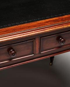 Embossed Leather, Mahogany, and Brass Victorian Writing Desk, England, c. 1830