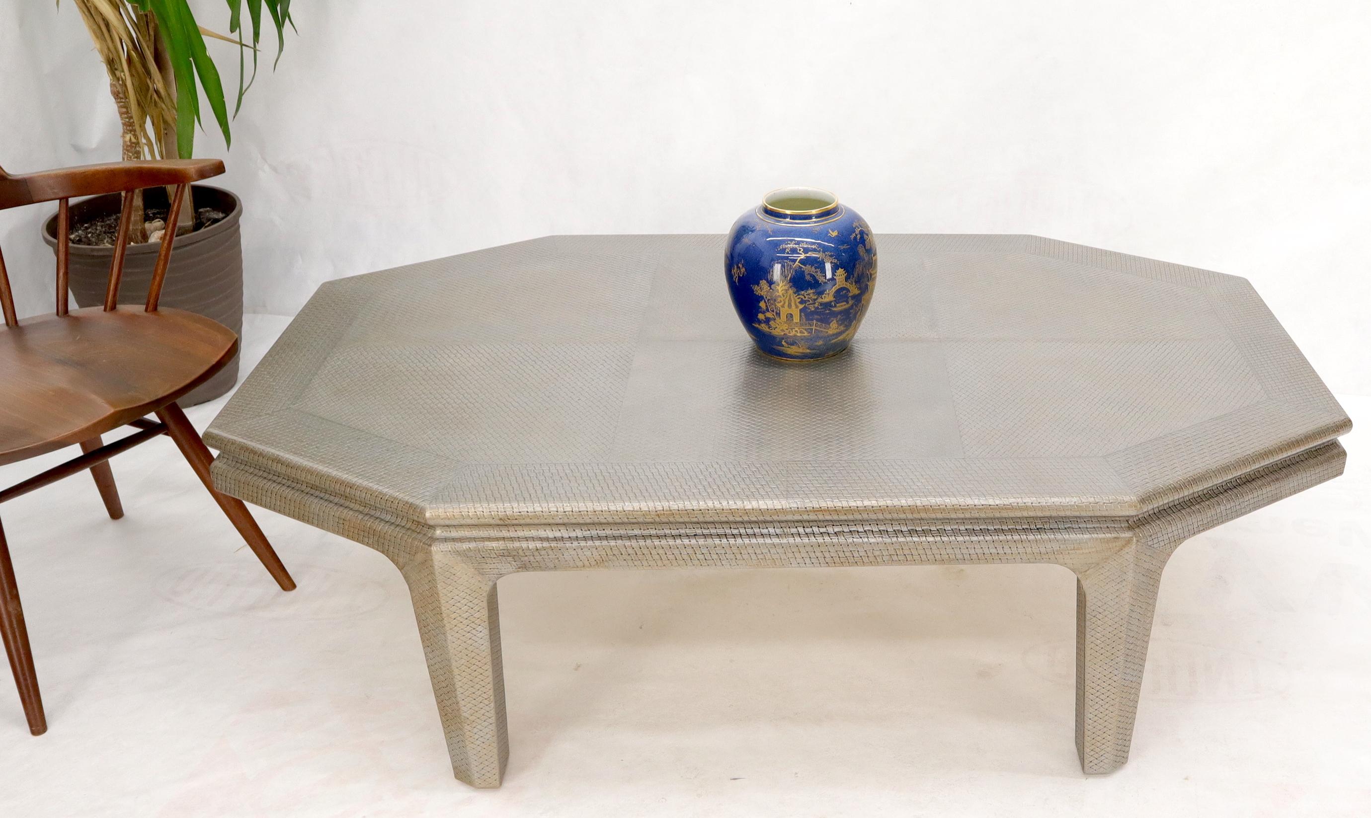 Unknown Embossed Leather Rapped Boat Shape Coffee Table For Sale