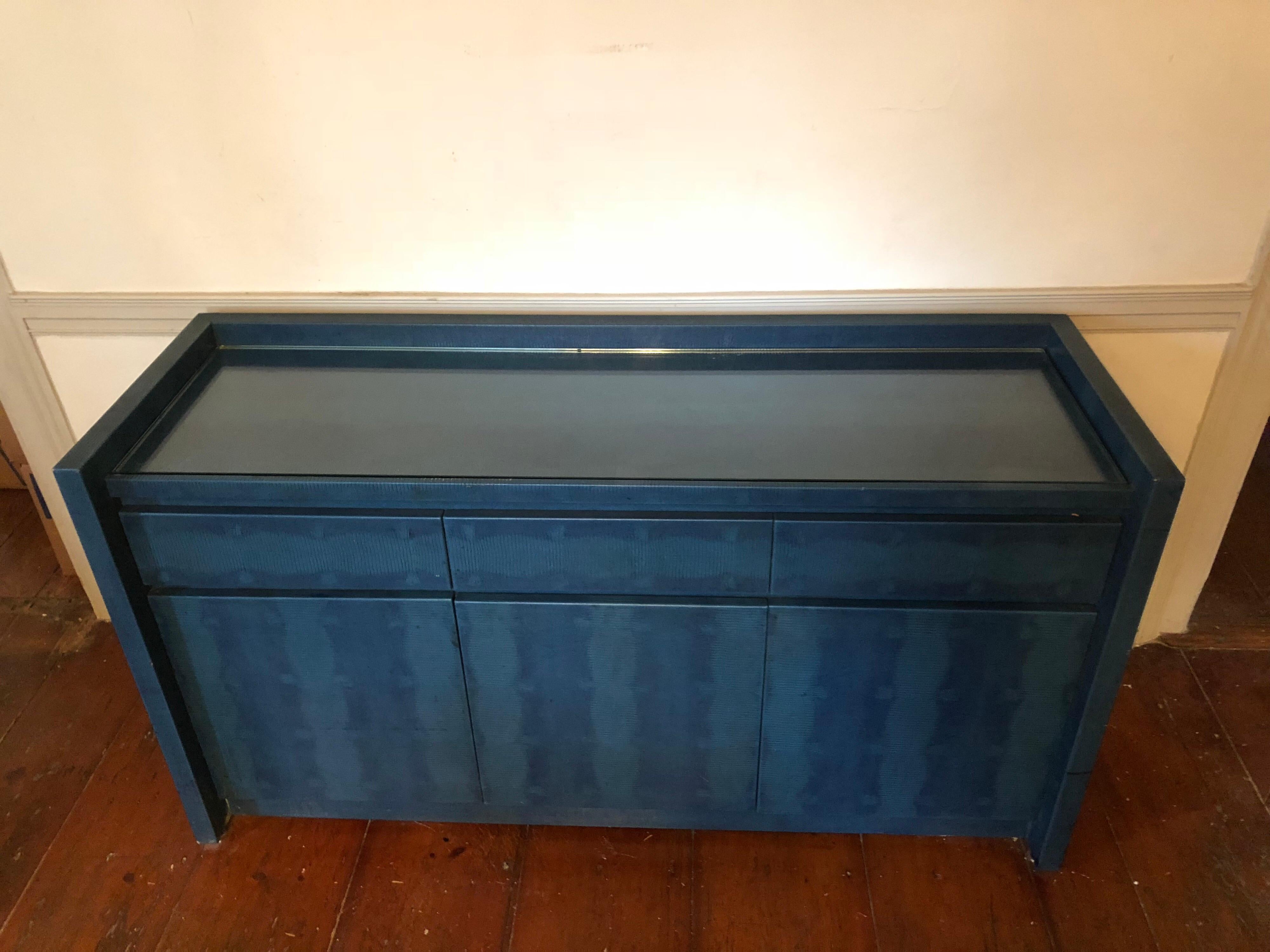 Embossed Leather Sideboard In Good Condition In Stockton, NJ