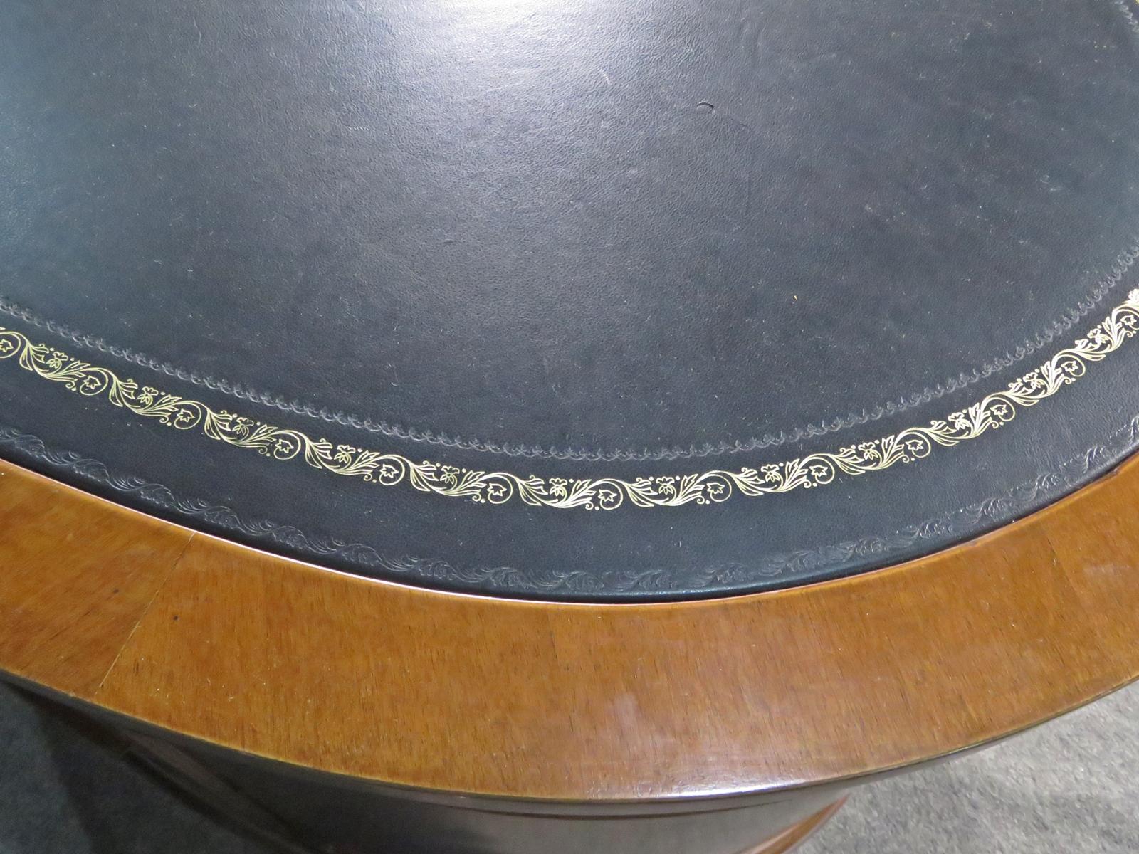 Embossed Leather Top Kidney Shaped Walnut Georgian Style Executive Desk  2