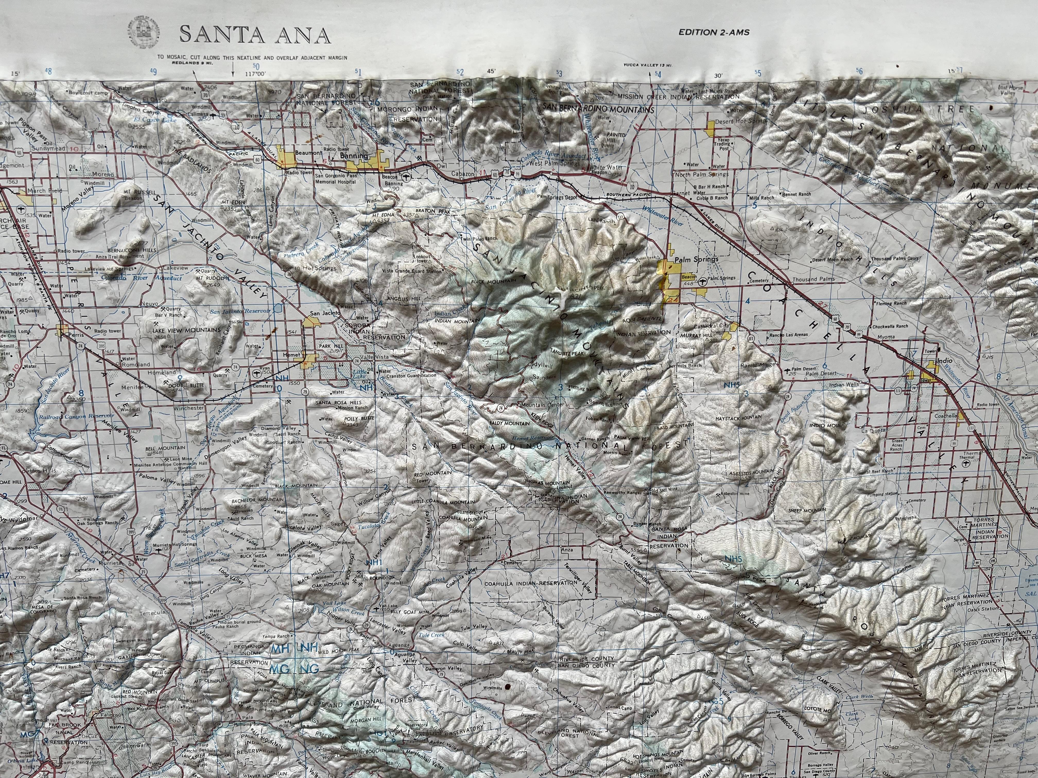 Embossed Santa Ana Map In Good Condition For Sale In Pasadena, CA