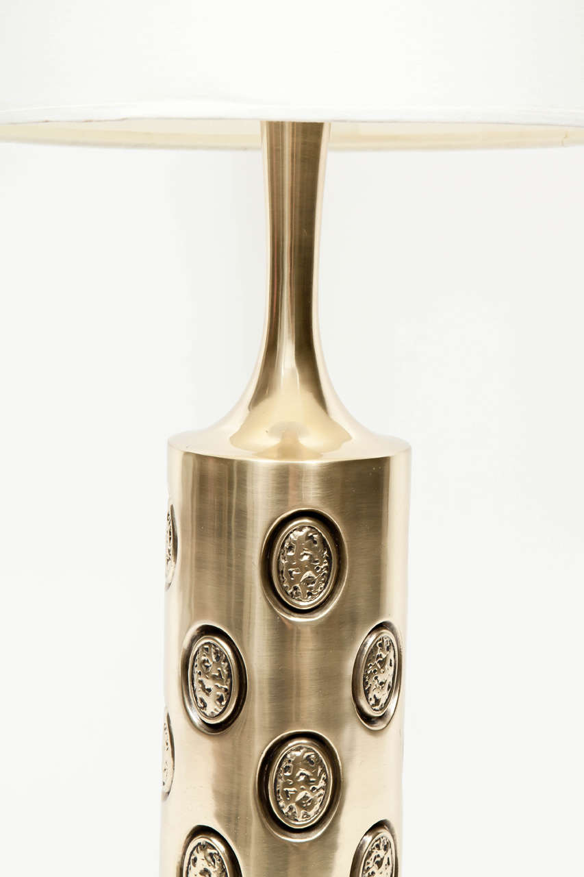 American Embossed Satin Brass Lamps by Laurel