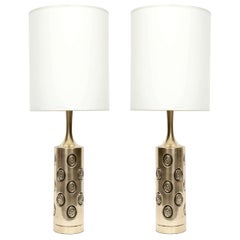 Embossed Satin Brass Lamps by Laurel