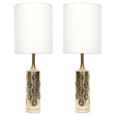 Embossed Satin Brass Lamps by Laurel